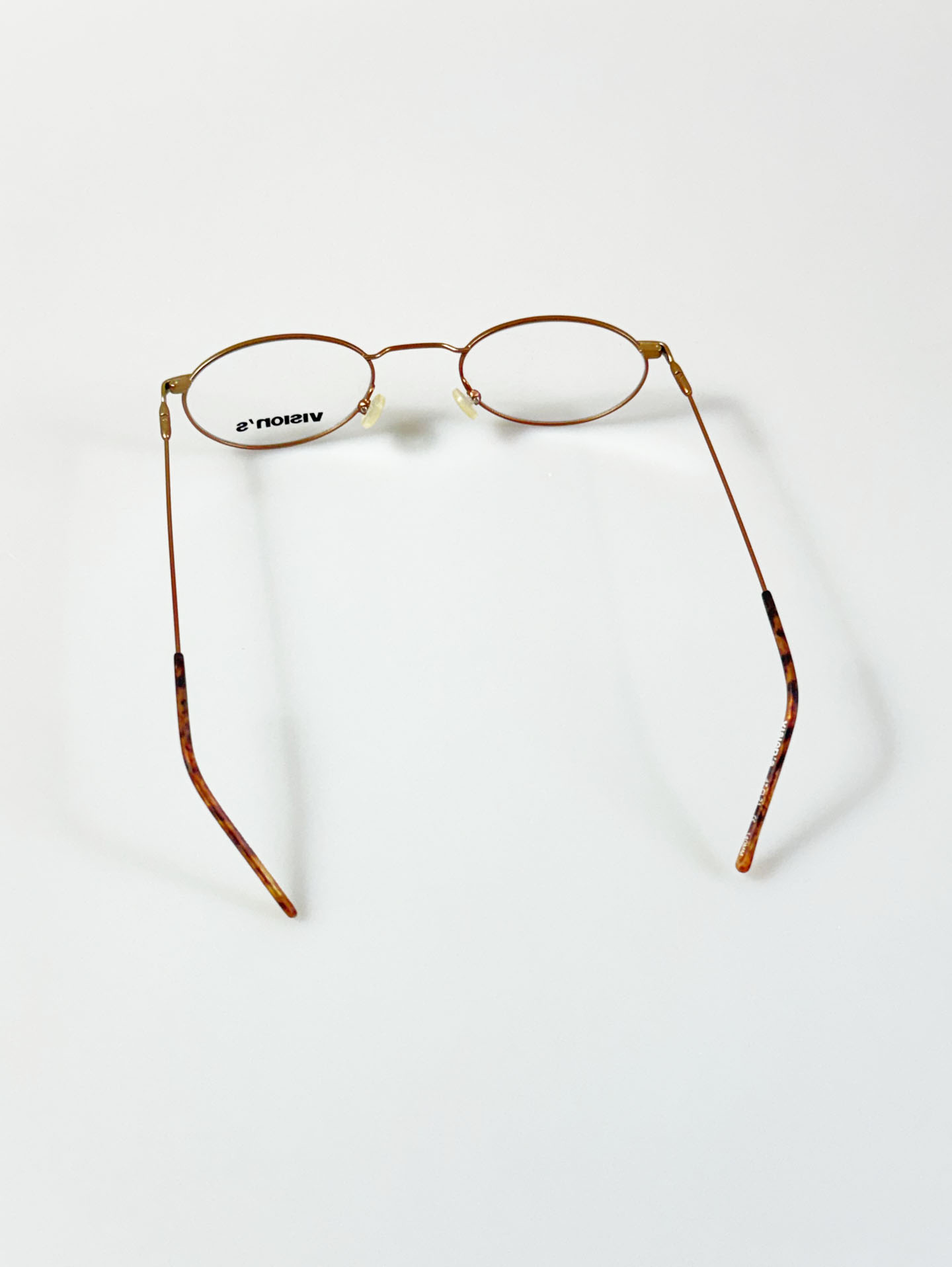 VISION'S Slim Oval Brown Metal Glasses