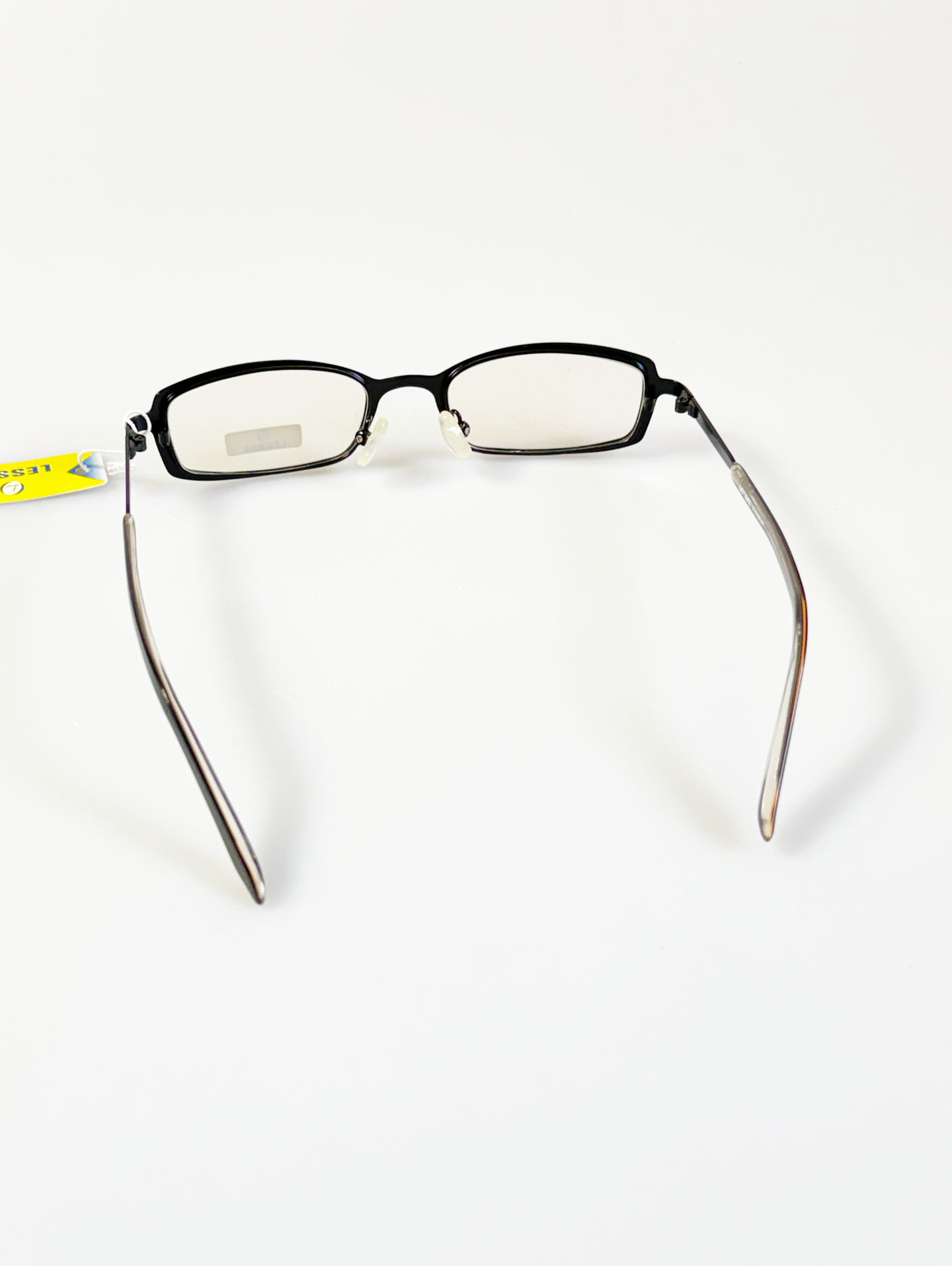 LESSAL Black Slim Square Metal Frame Glasses