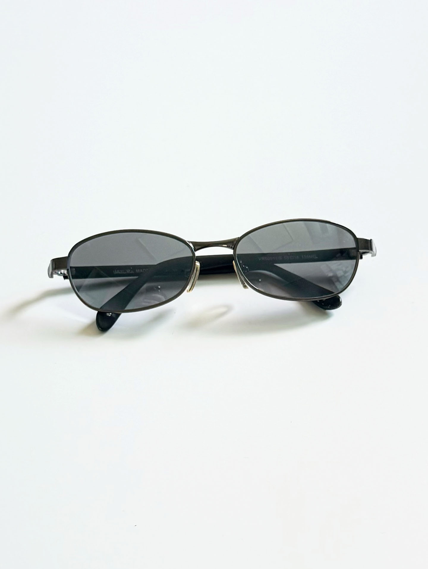 90's Valentino Rudy Slim Oval Gunmetal Sunglasses