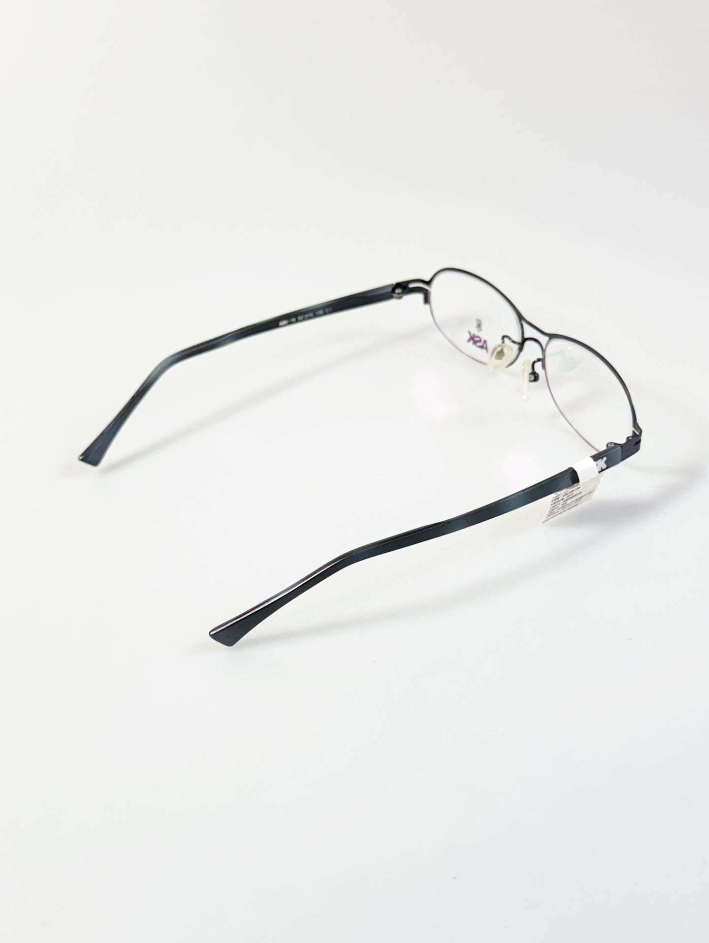 ASK Black Double-Bridge Slim Oval Metal Frame Glasses