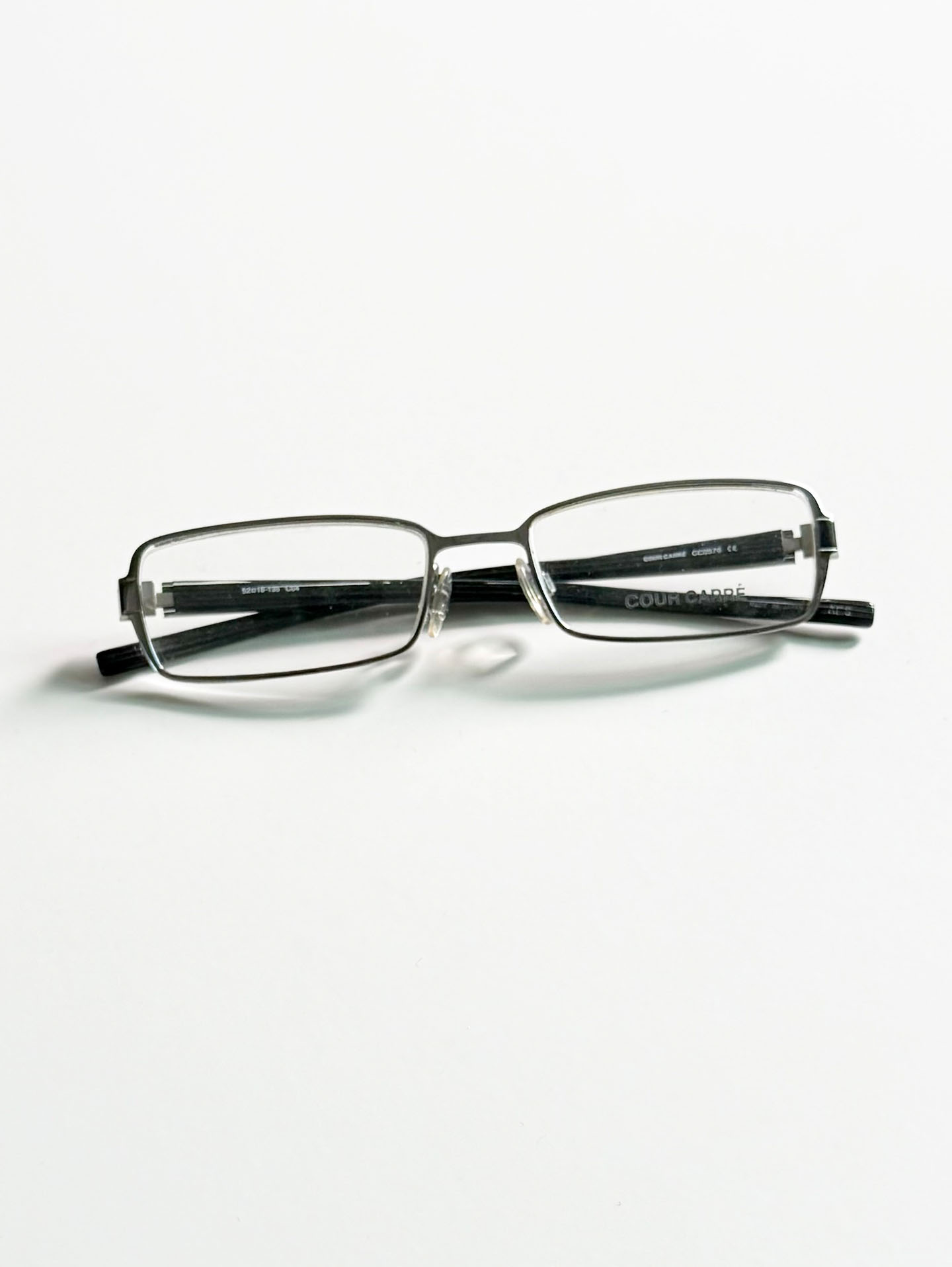 COUR CARRÉ Silver Slim Square Metal Frame Glasses