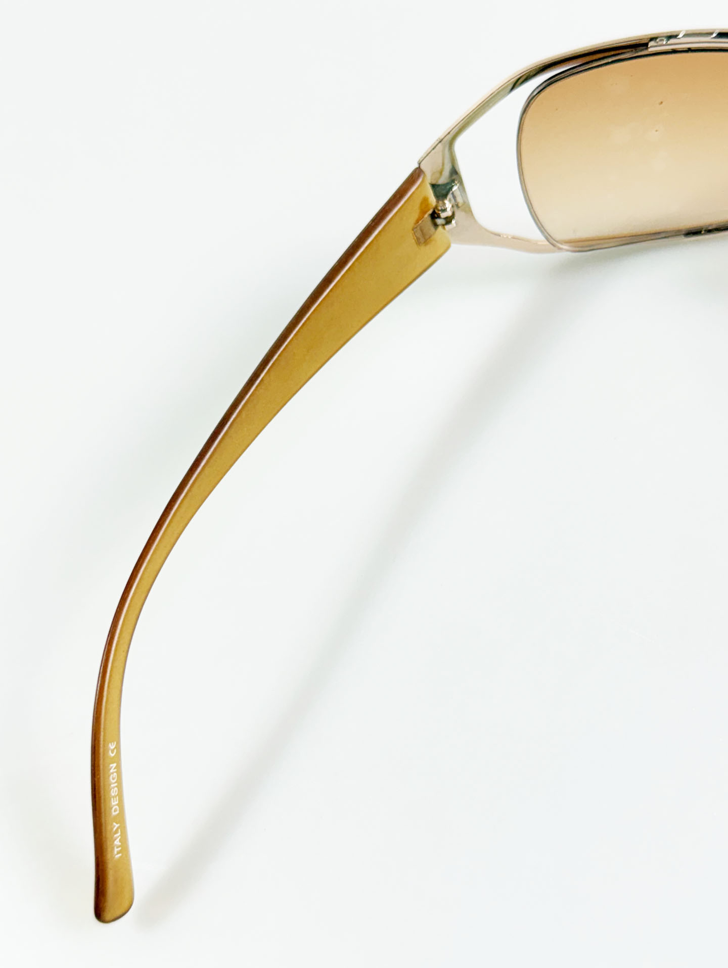 Champagne Gold Wraparound Square Metal Tint Sunglasses