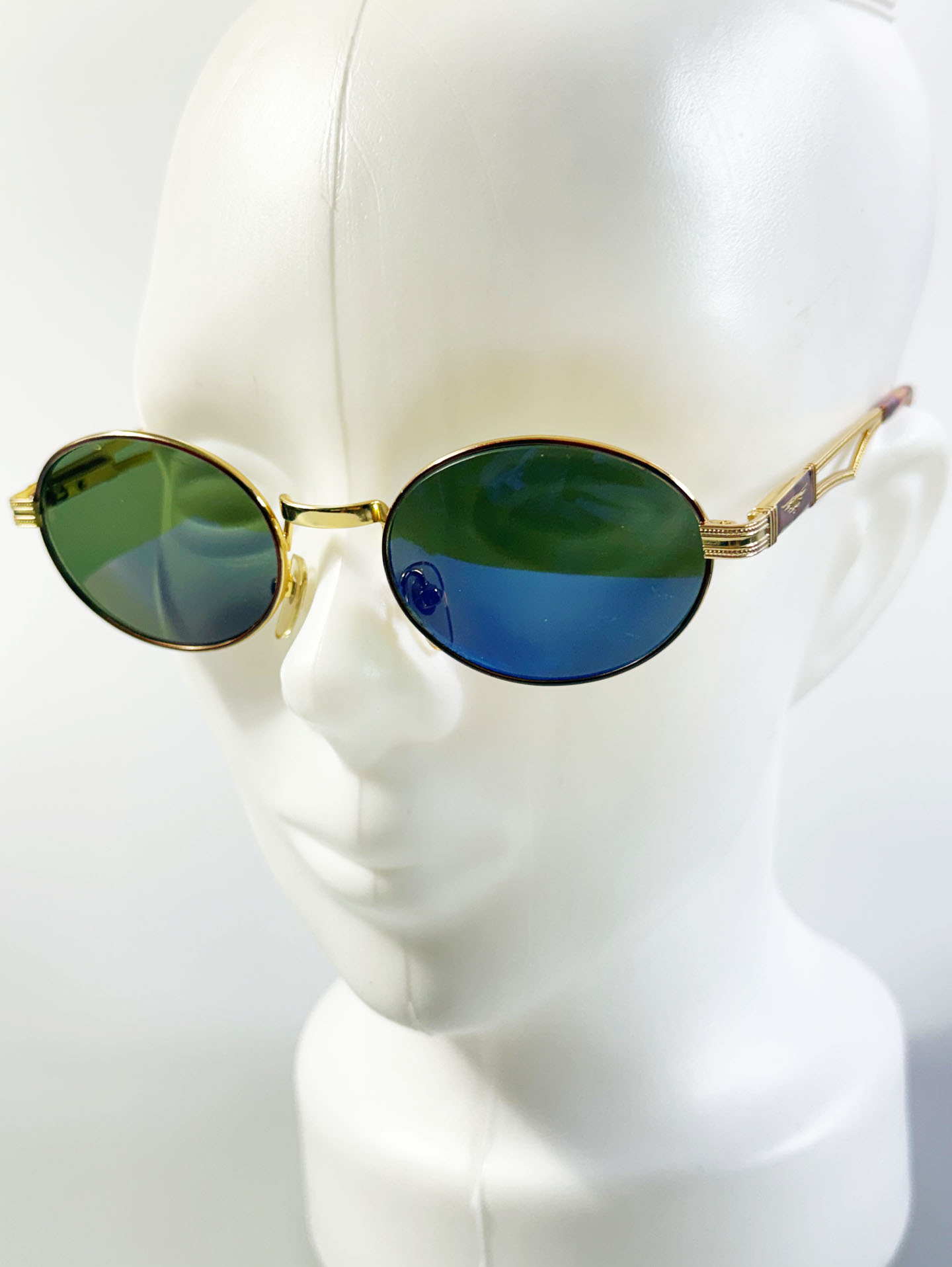 90's HARLEY Gold Oval Metal Frame Sunglasses