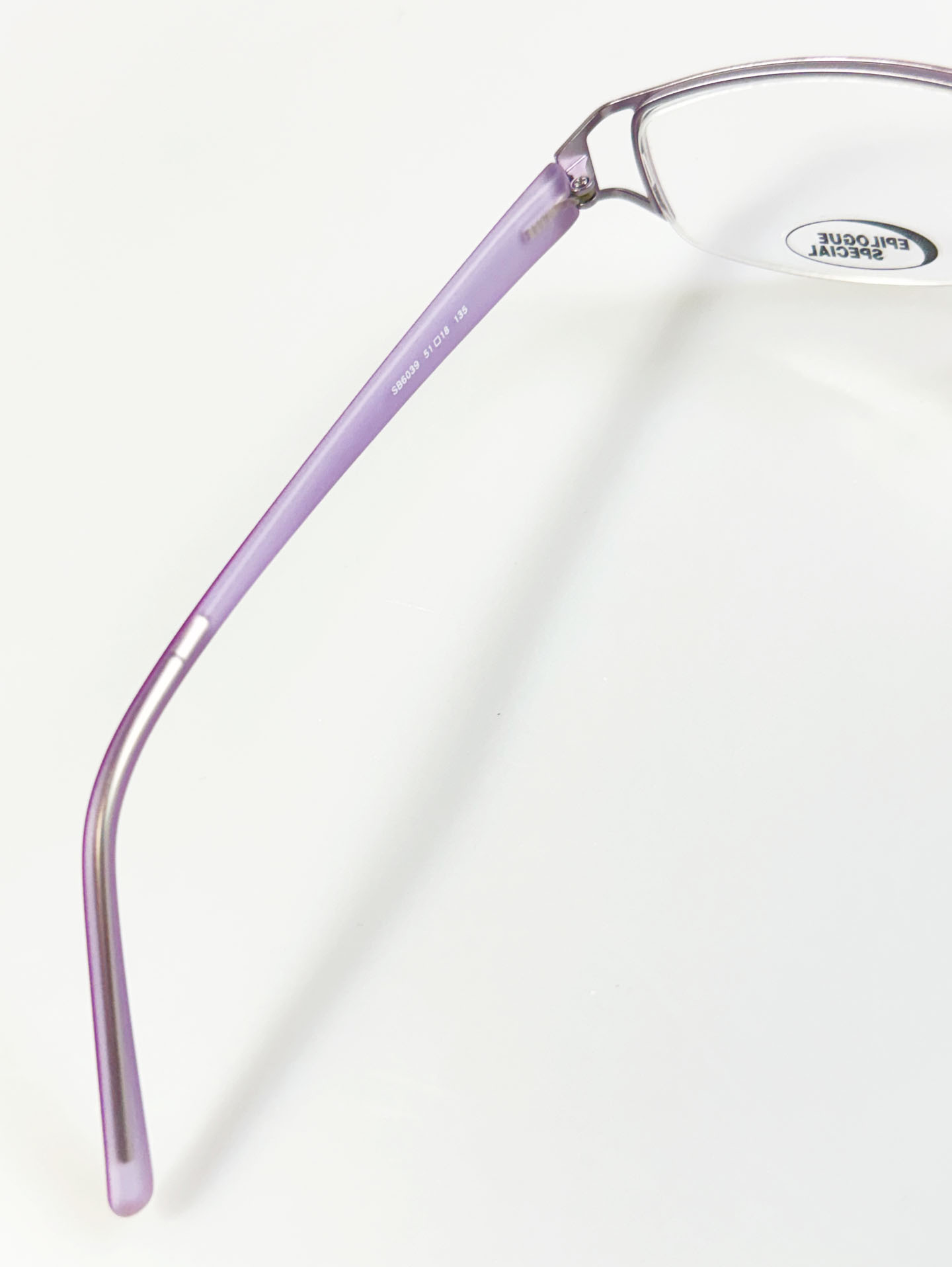 EPILOGUE Lavender Silver Half-Rim Square Metal Glasses