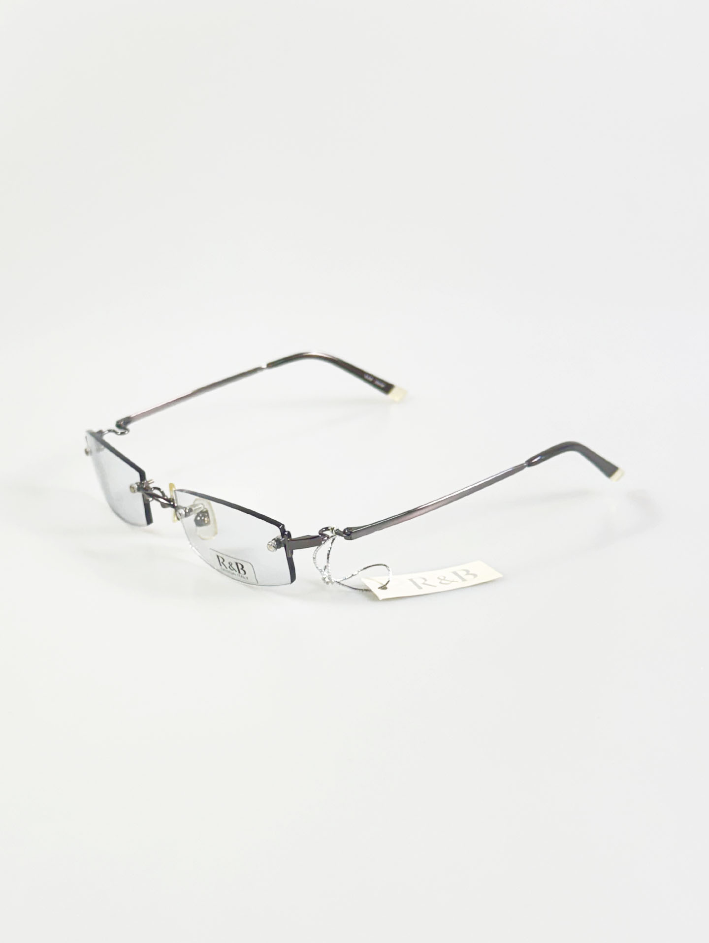 R&B Eyewear Gunmetal Rimless Square Glasses