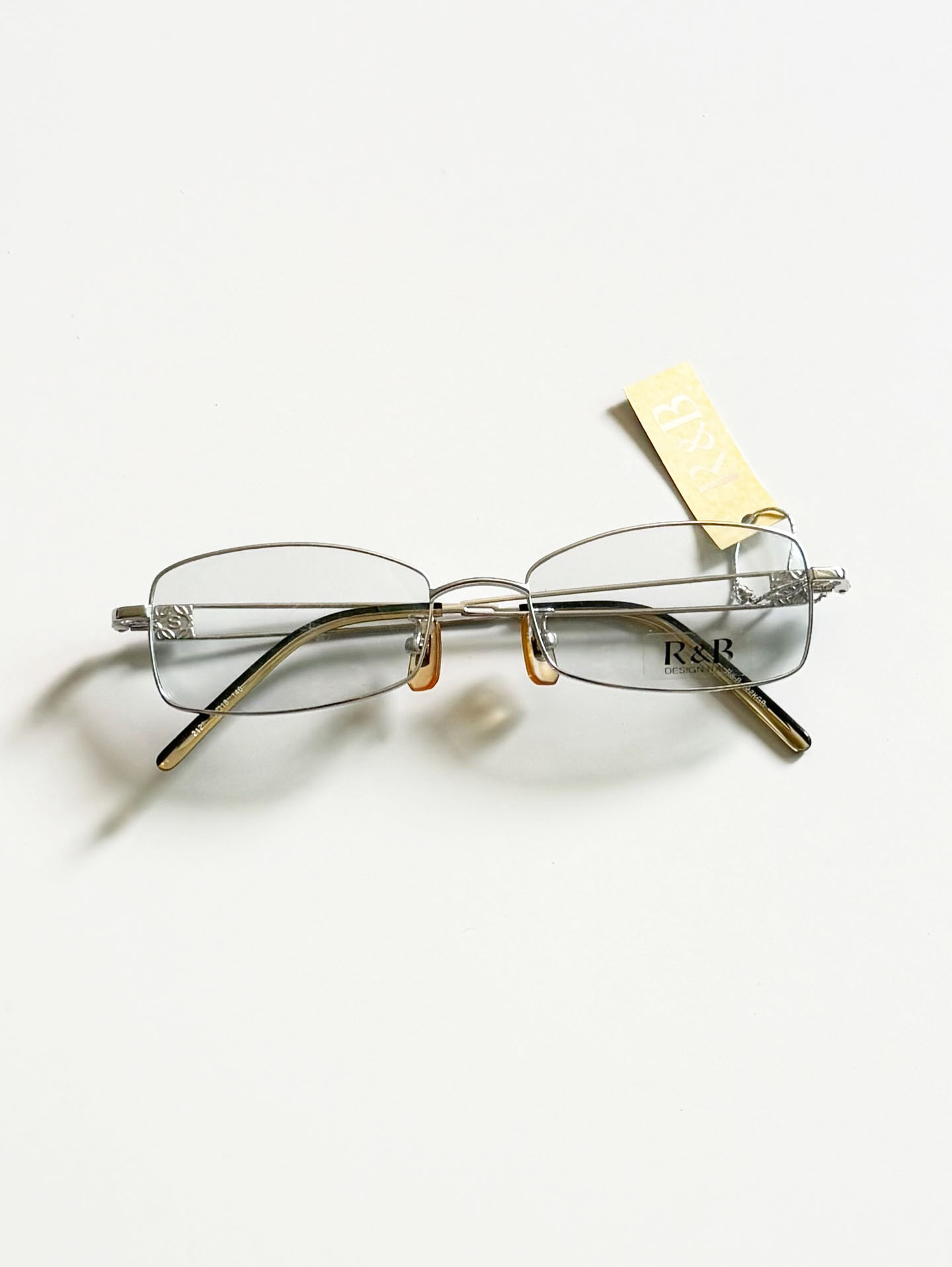 R&B Eyewear Silver Slim Square Metal Frame Glasses