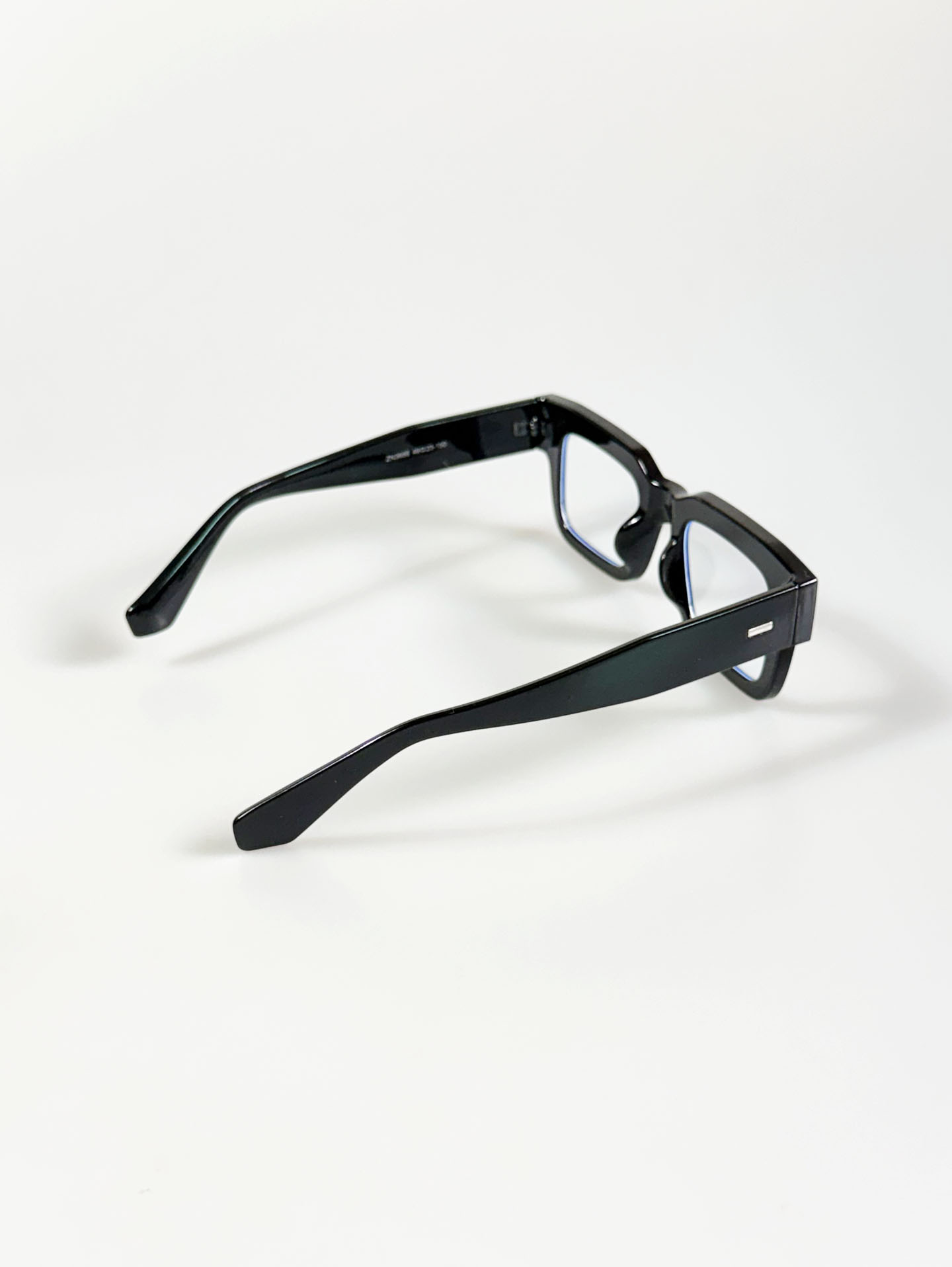 Black Bold Square Frame Clear Tint Sunglasses