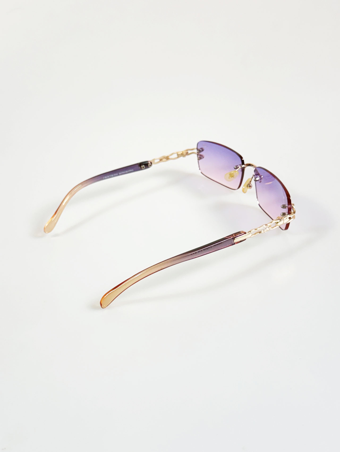 90's CROCOKIDS Gold Rimless Square Metal Purple Gradient Sunglasses
