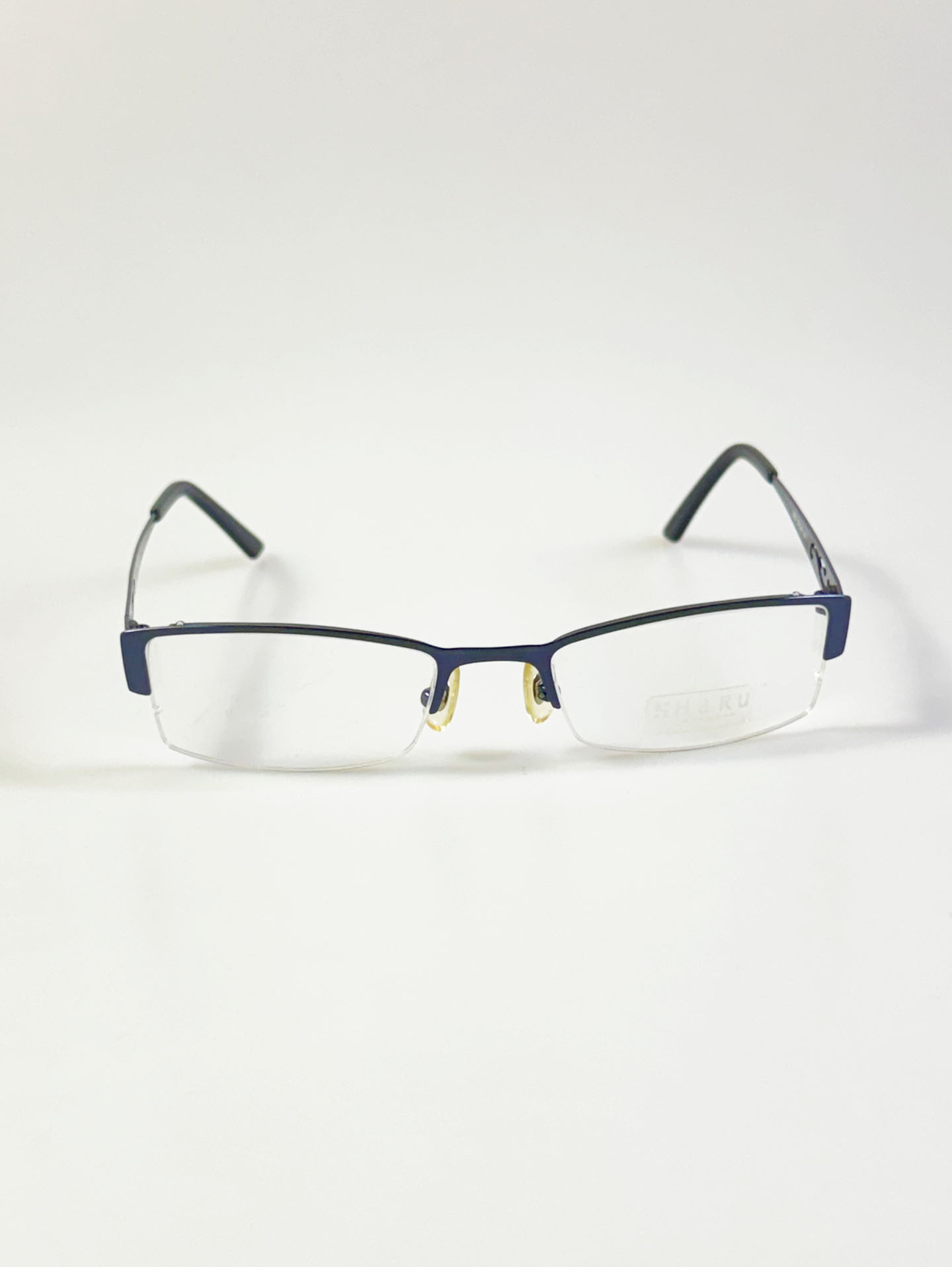 HARU Semi-Rimless Navy Square Metal Frame Glasses