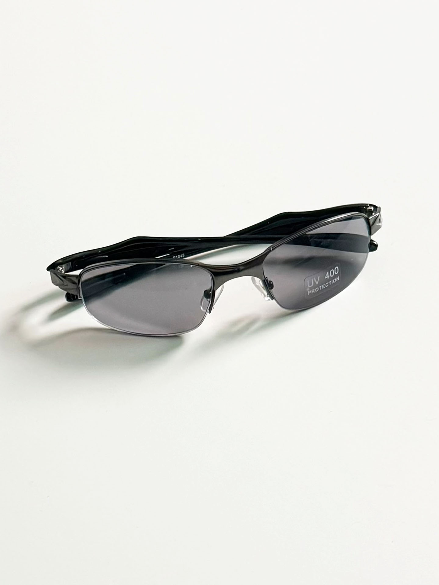 Gunmetal Semi-Rimless Square Metal Sunglasses