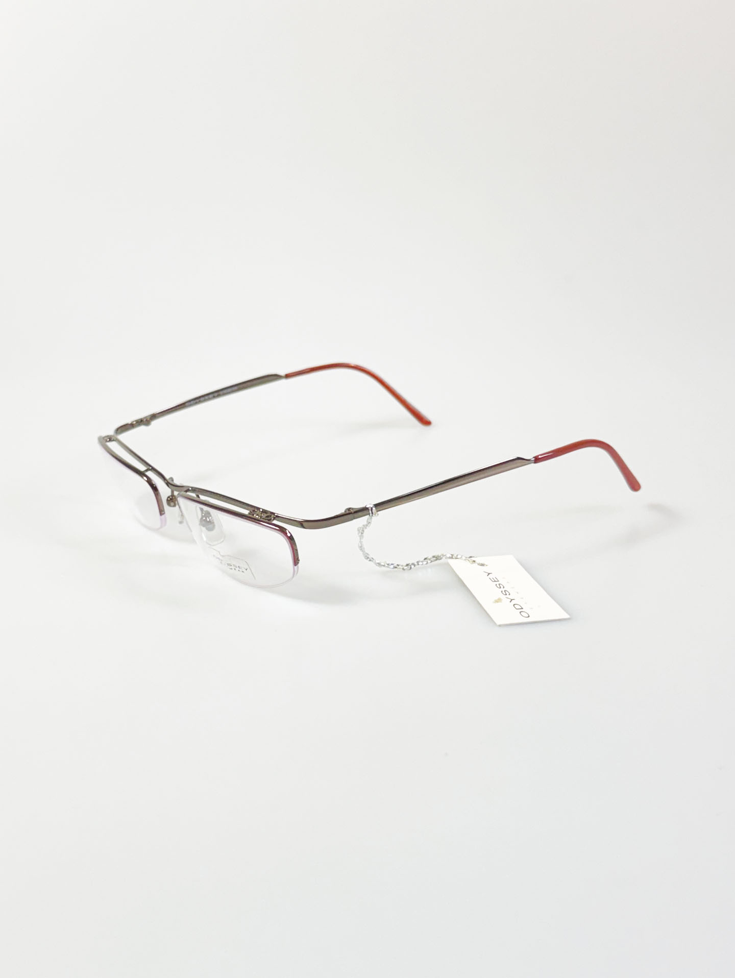 ODYSSEY Red&Silver Half Rim Square Metal Frame Glasses