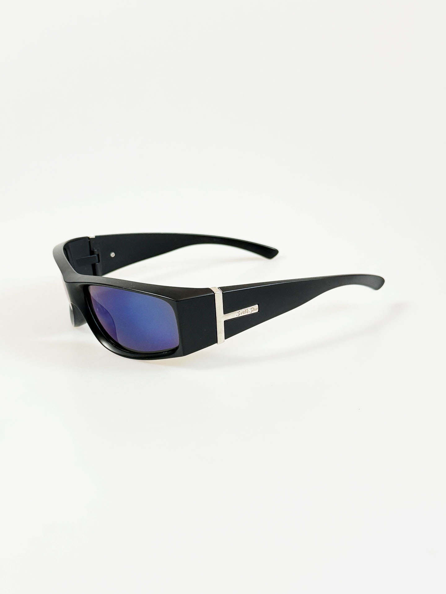 90's SOUTH SIDE Black Wraparound Square Frame Sunglasses