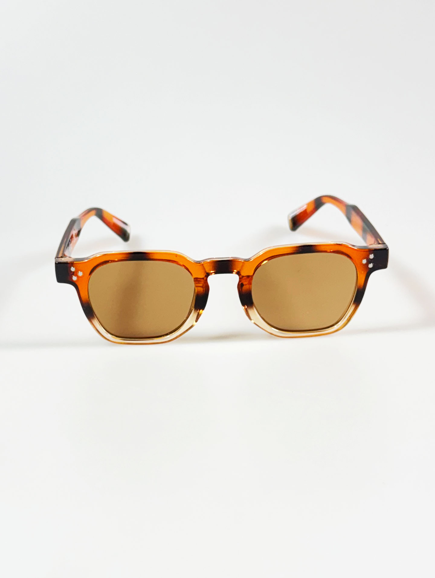 Amber Tortoiseshell Two-Tone Bold Square Tint Sunglasses