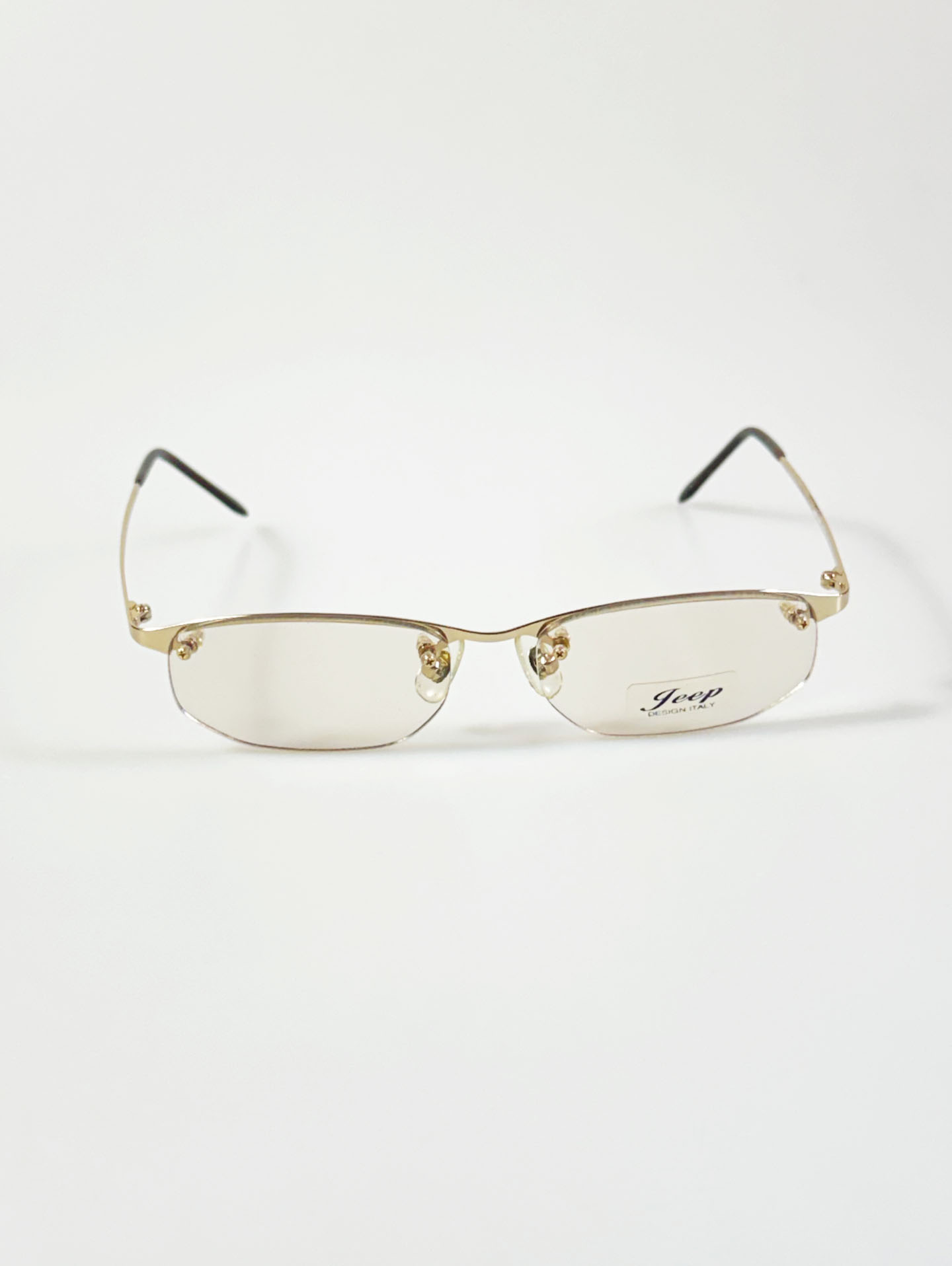 JEEP Gold Half-Rim Square Metal Frame Glasses