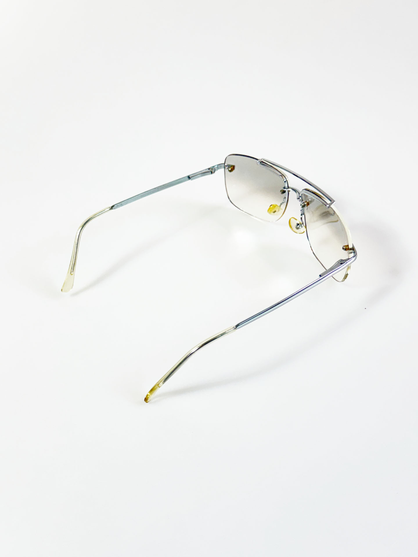 90’s Silver Double Bridge Rimless Square Metal Sunglasses