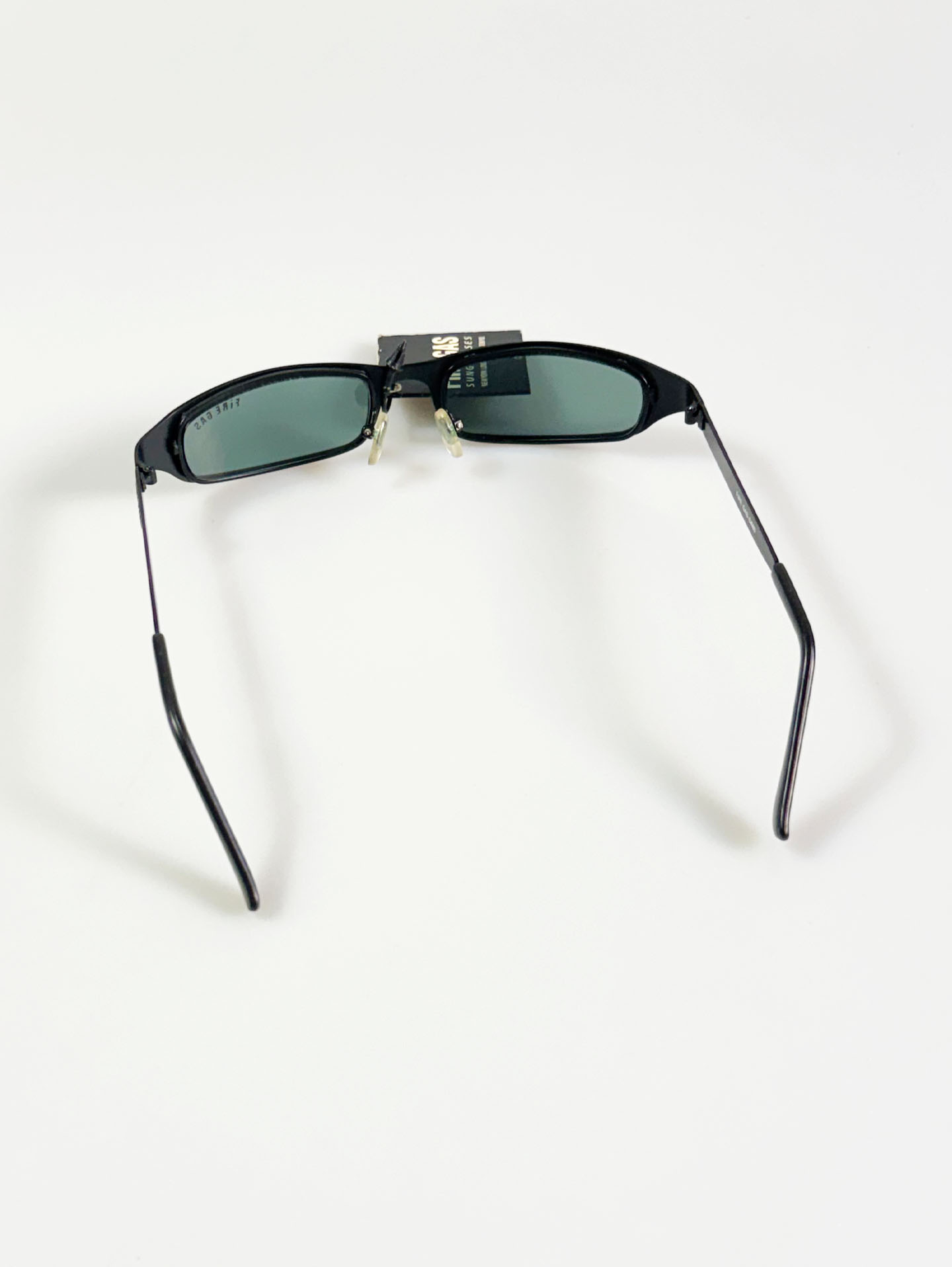 90's FIRE GAS Black Slim Square Metal Sunglasses