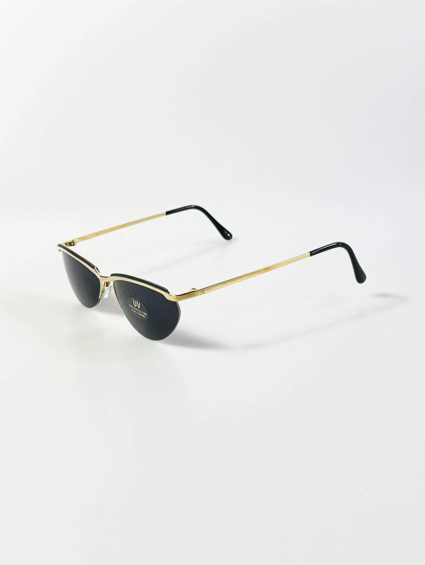 90's Gold Semi-Rimless Oval Metal Sunglasses