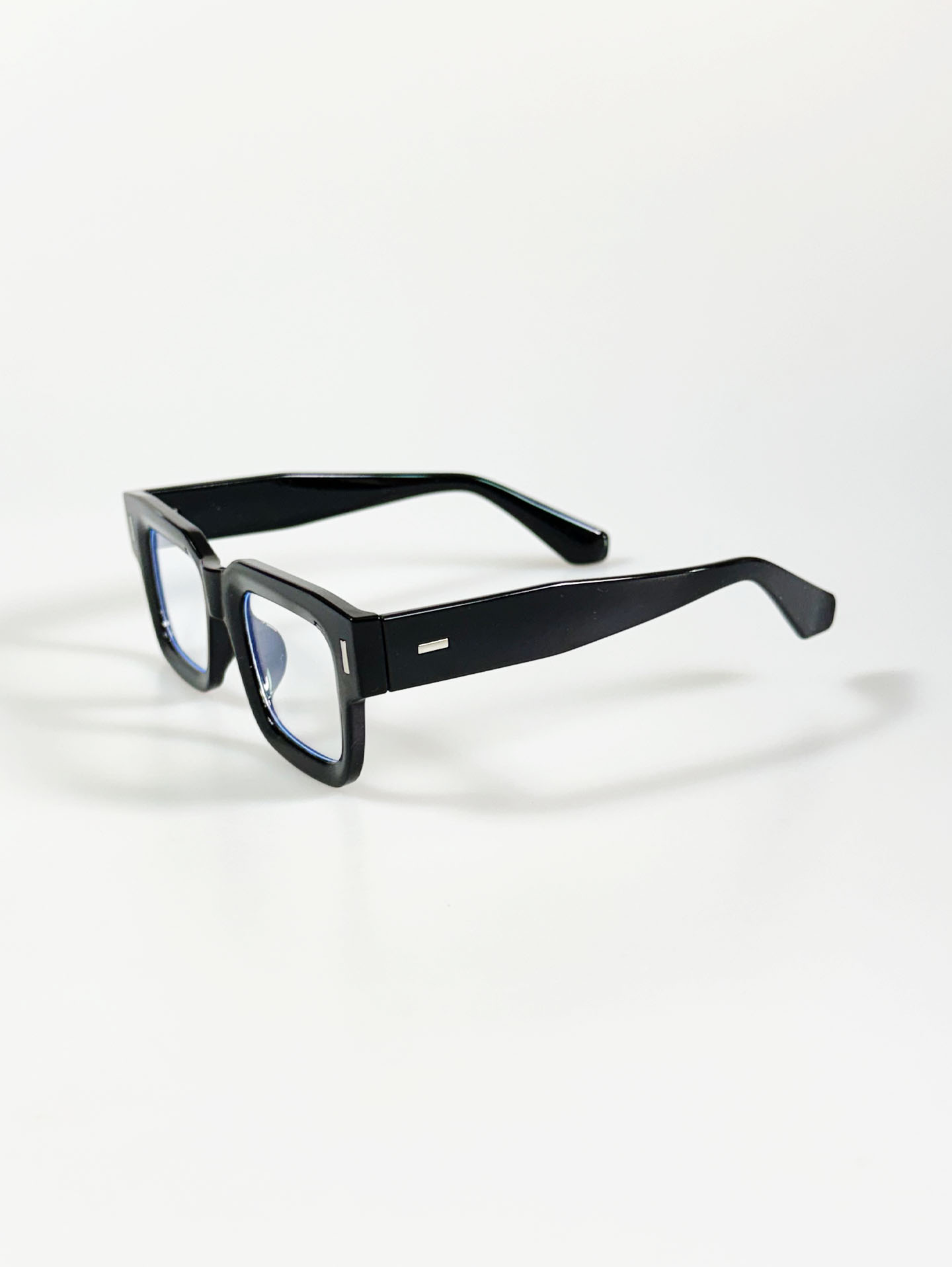Black Bold Square Frame Clear Tint Sunglasses