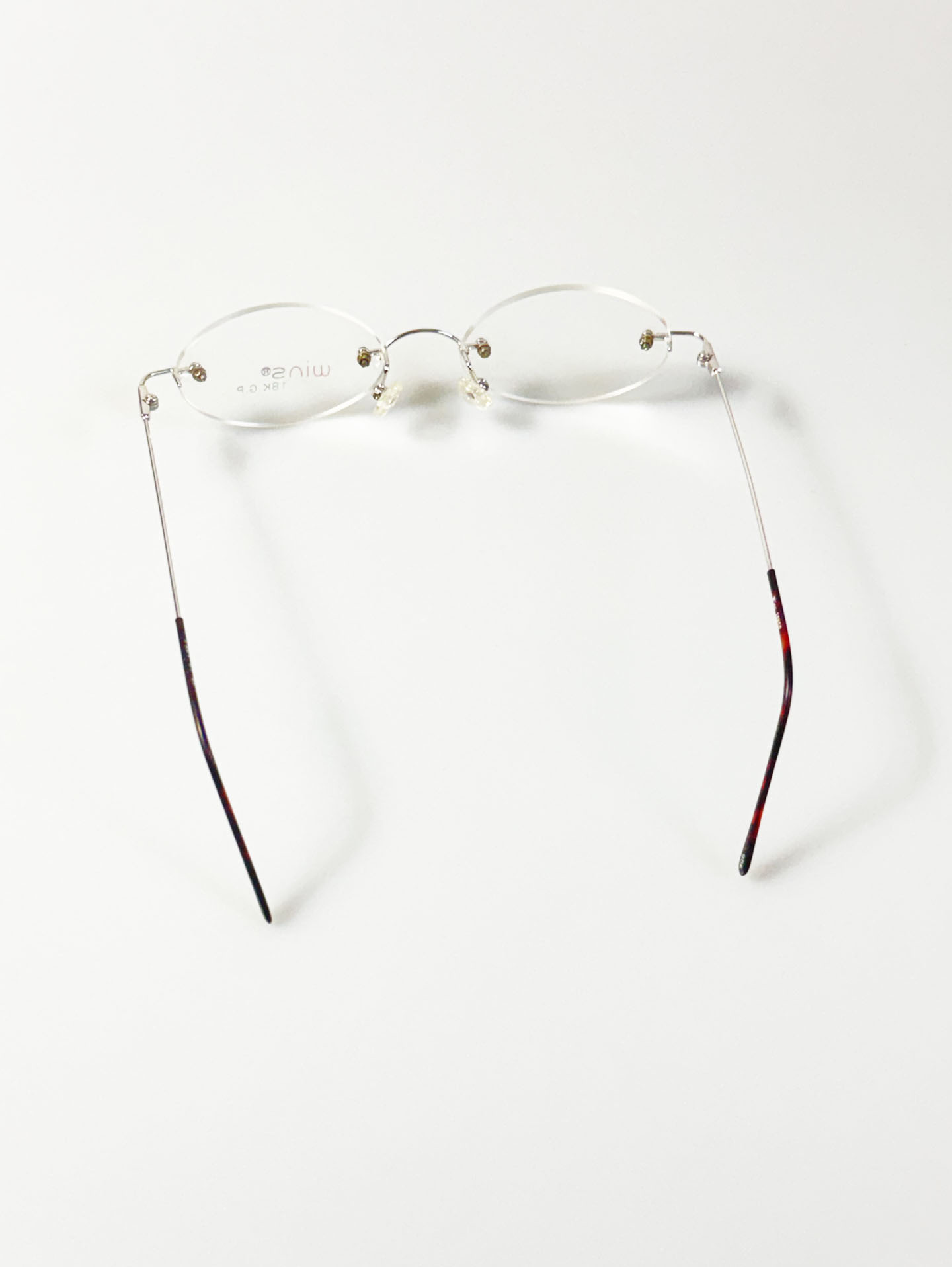 WINS Silver Rimless Oval Metal Frame Glasses