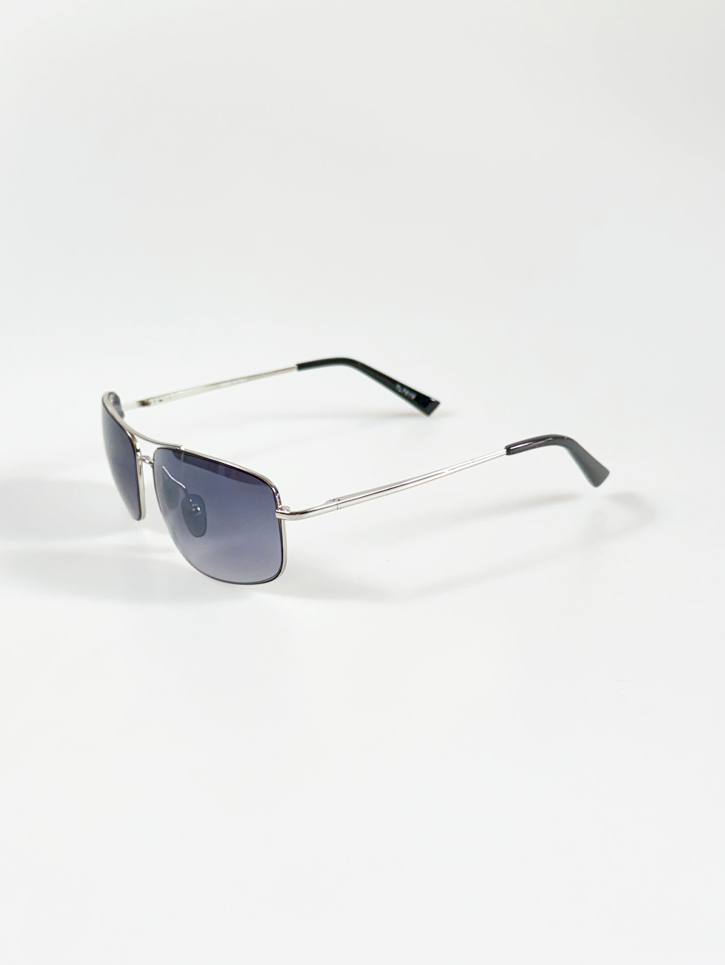 Silver Double Bridge Slim Square Sunglasses