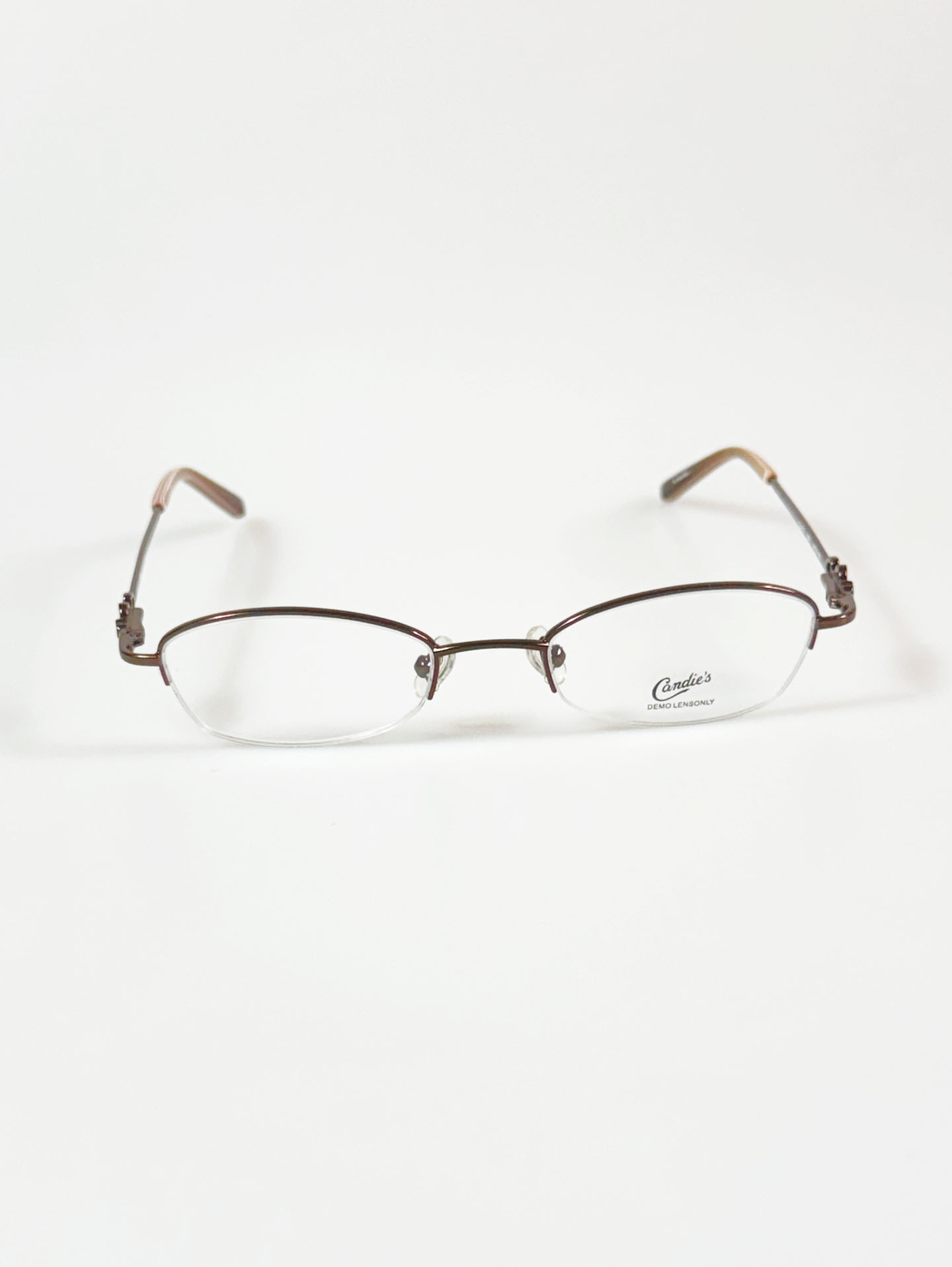 Candie’s Brown Slim Oval Half-Rim Metal Frame Glasses