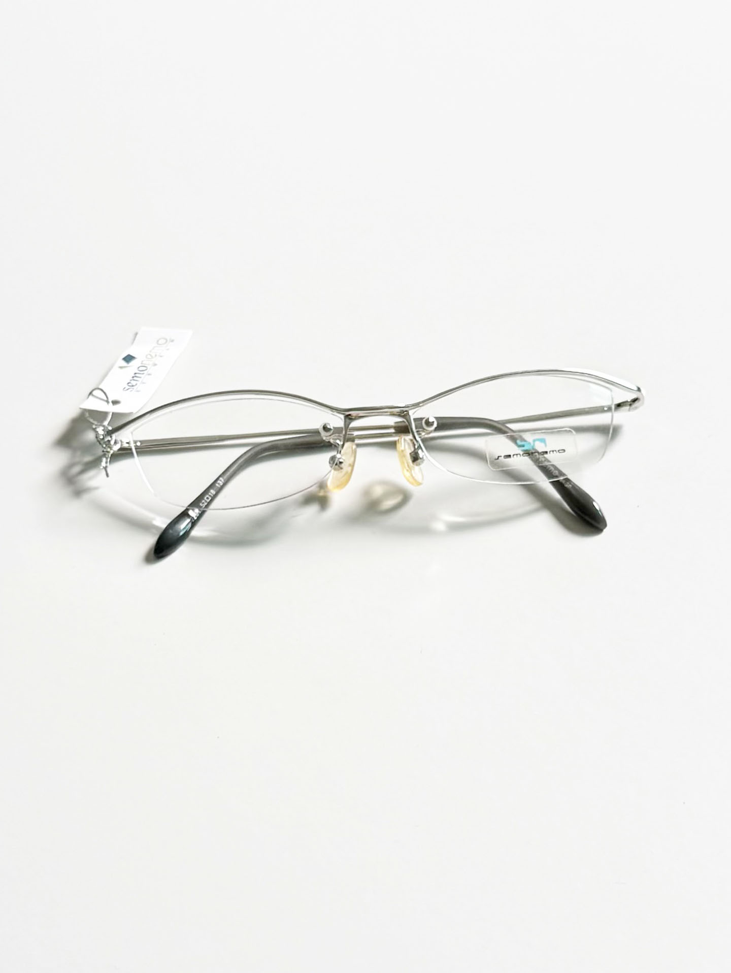 SEMONEMO Silver Oval Half-Rim Metal Frame Glasses