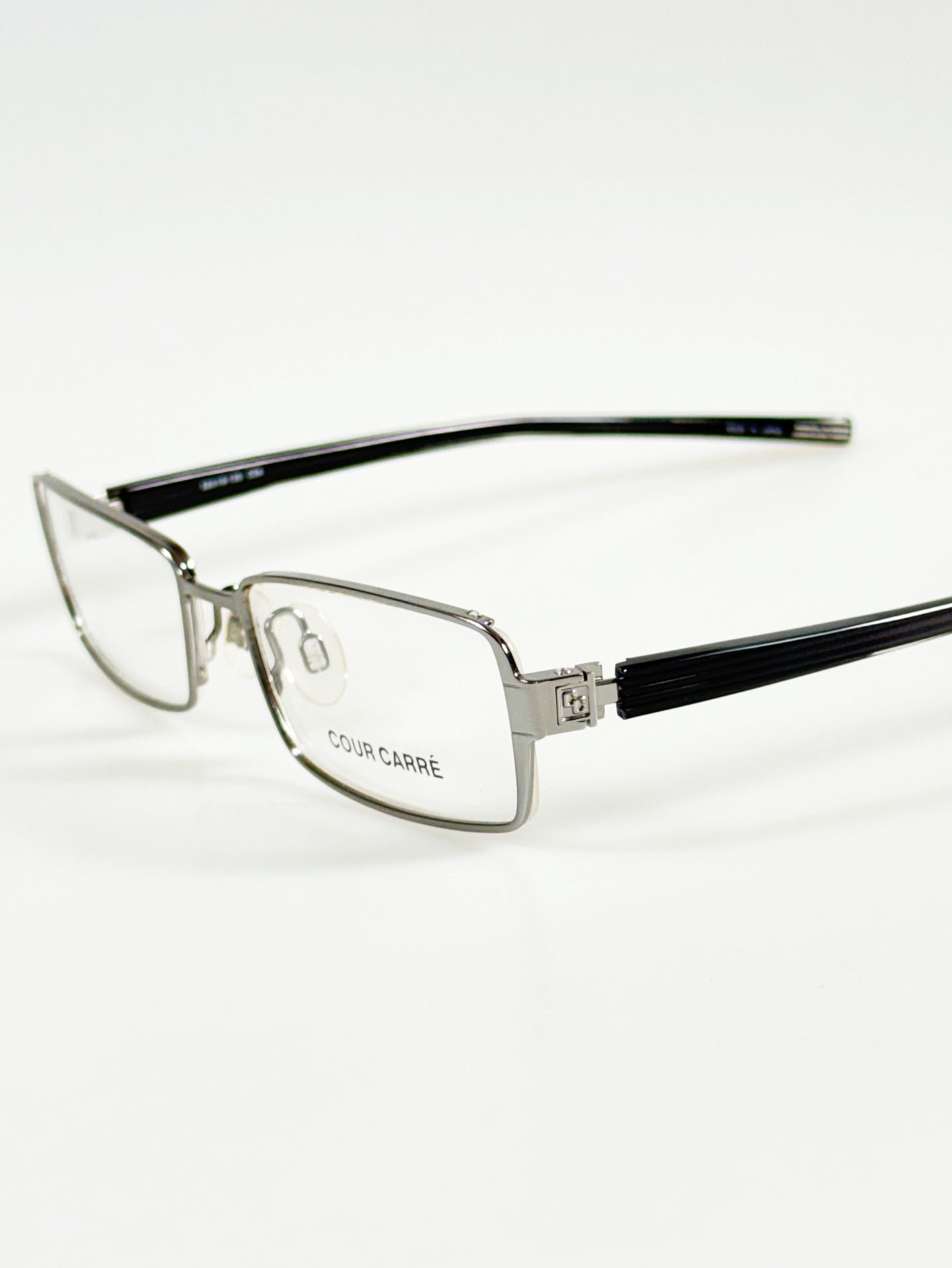 COUR CARRÉ Silver Slim Square Metal Frame Glasses