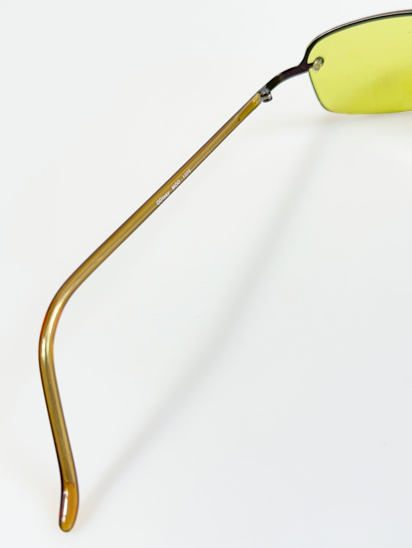 90's ODISAY Yellow Tint Rimless Square Sunglasses