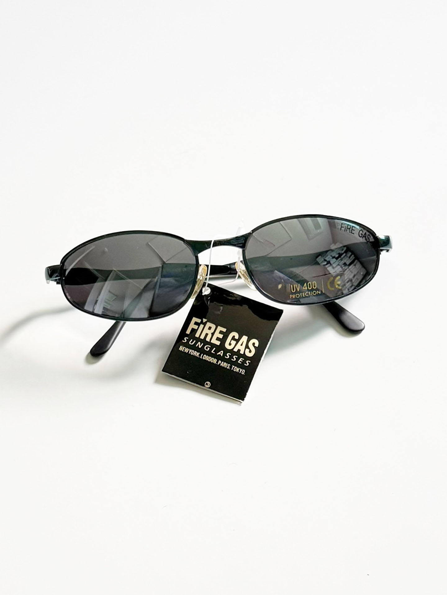 90's FIRE GAS Blue Slim Oval Metal Sunglasses