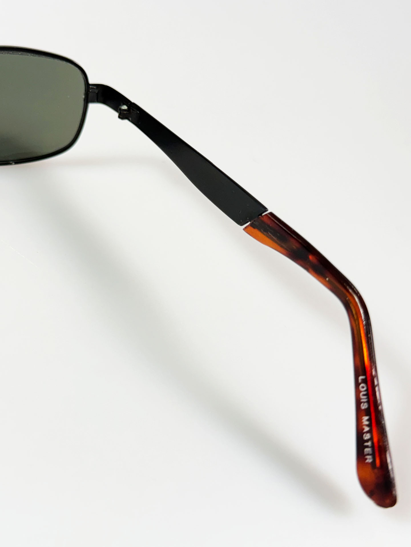 90's LOUIS MASTER Black Slim Square Metal Frame Sunglasses
