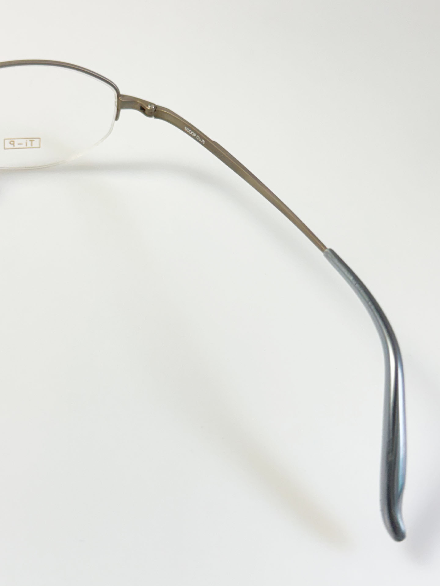 SCOOP CLUB Silver Titanium Oval Half-Rim Glasses