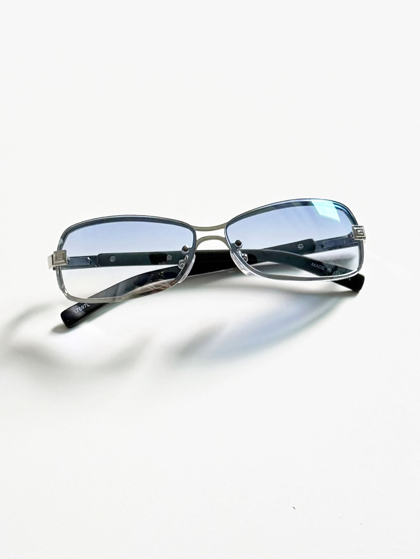 Rimless Square Double Bridge Metal Tint Sunglasses