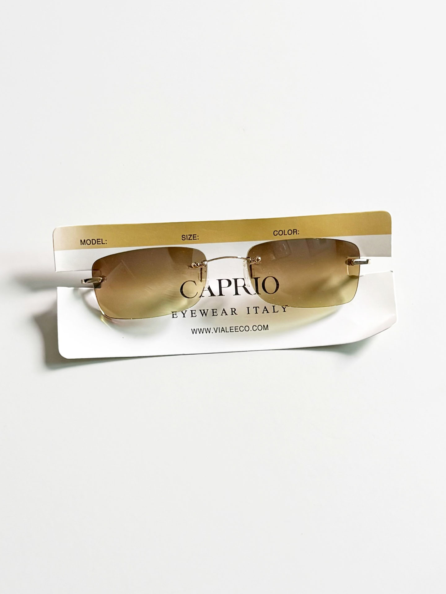 CAPRIO Rimless Square Metal Tinted Sunglasses