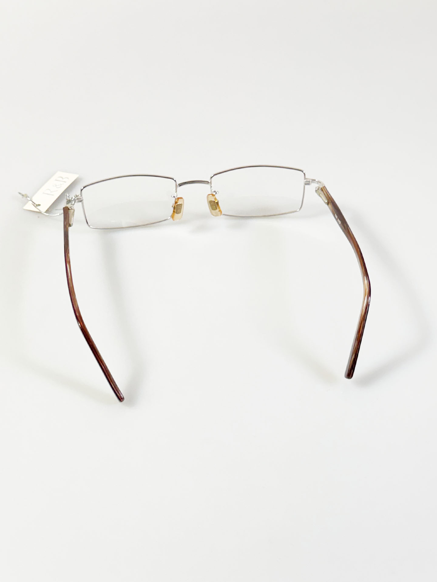 R&B Eyewear Silver Slim Square Metal Glasses