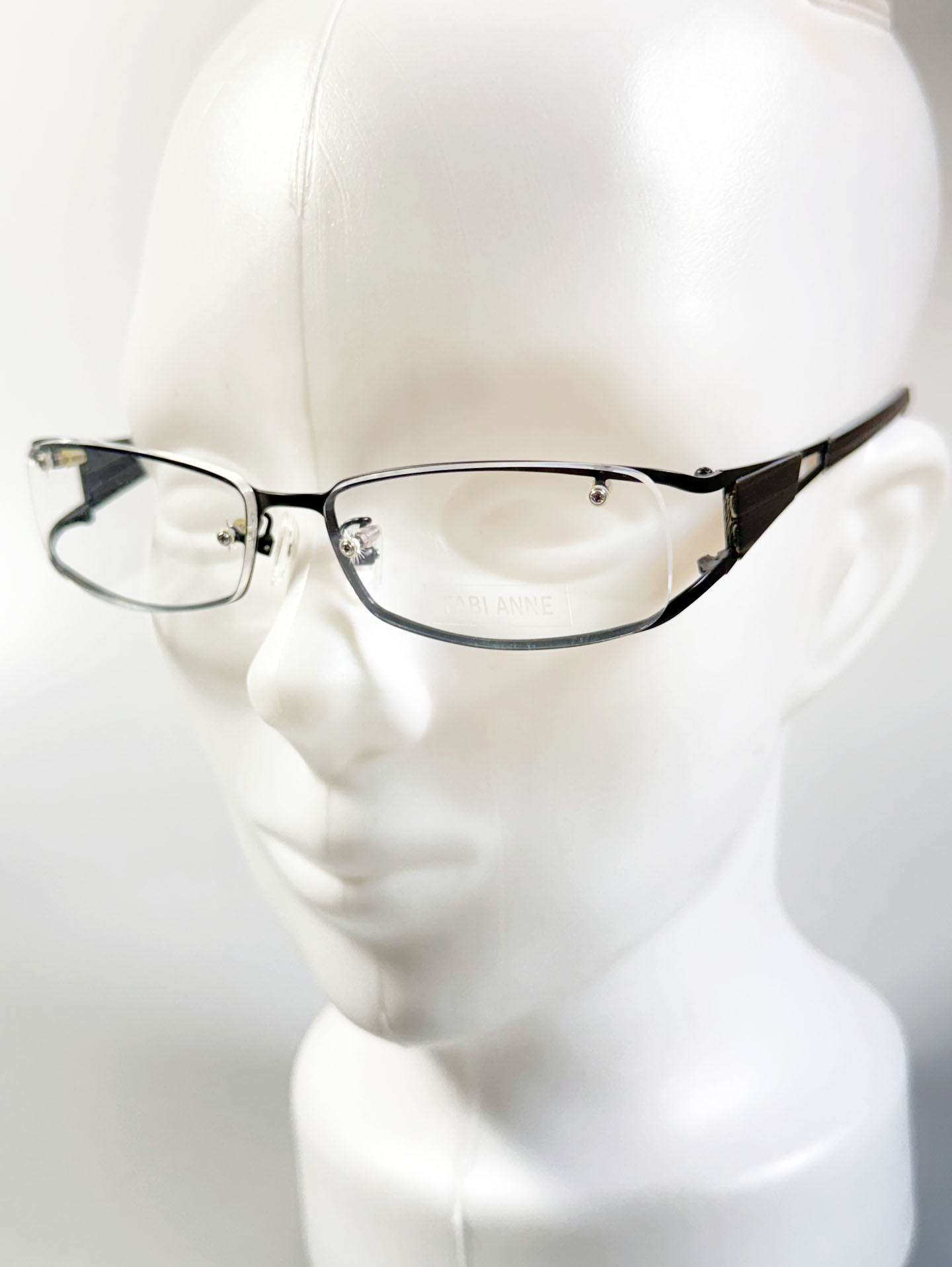 FABI ANNE Black Geometric Slim Square Metal Frame Glasses