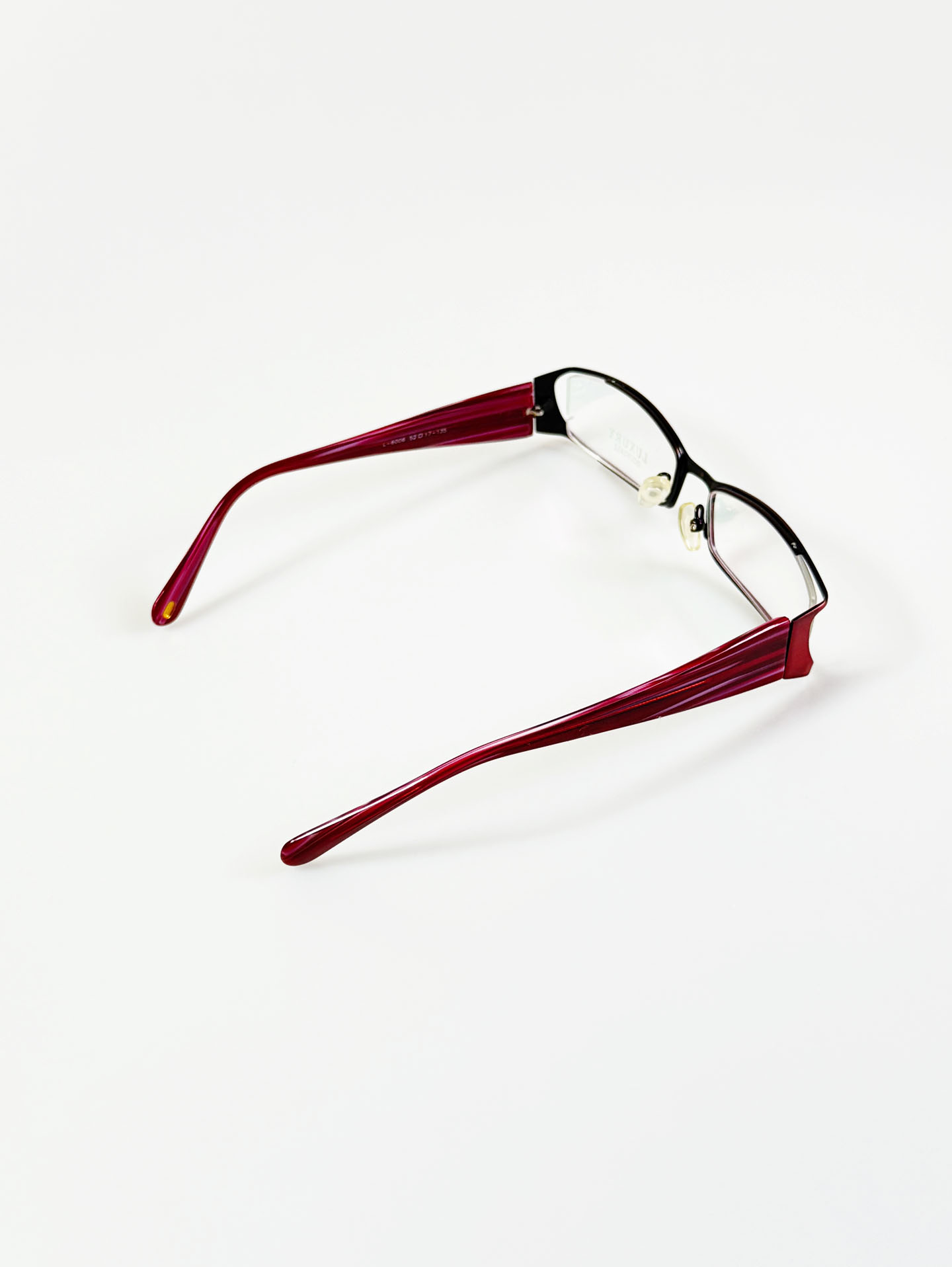 LUXURY OCCHIALI Burgundy Metal Slim Square Frame Glasses