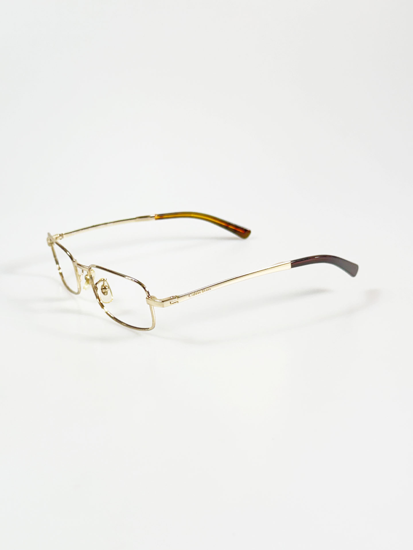 Calvin Klein Gold Slim Square Metal Frame Glasses