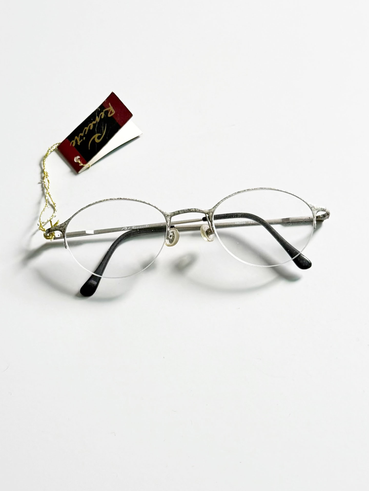 RENECITE Silver Titanium Half-Rim Oval Glasses