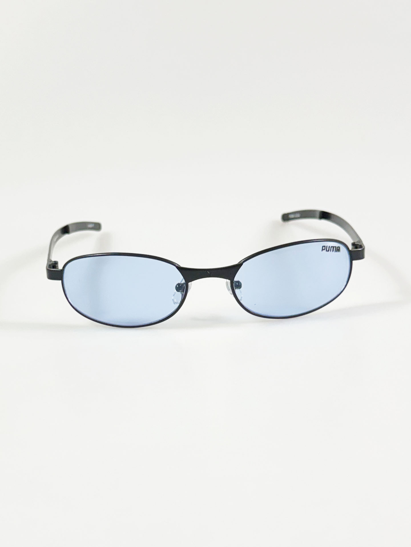 90's PUMA Matte Black Slim Oval Metal Tint Sunglasses