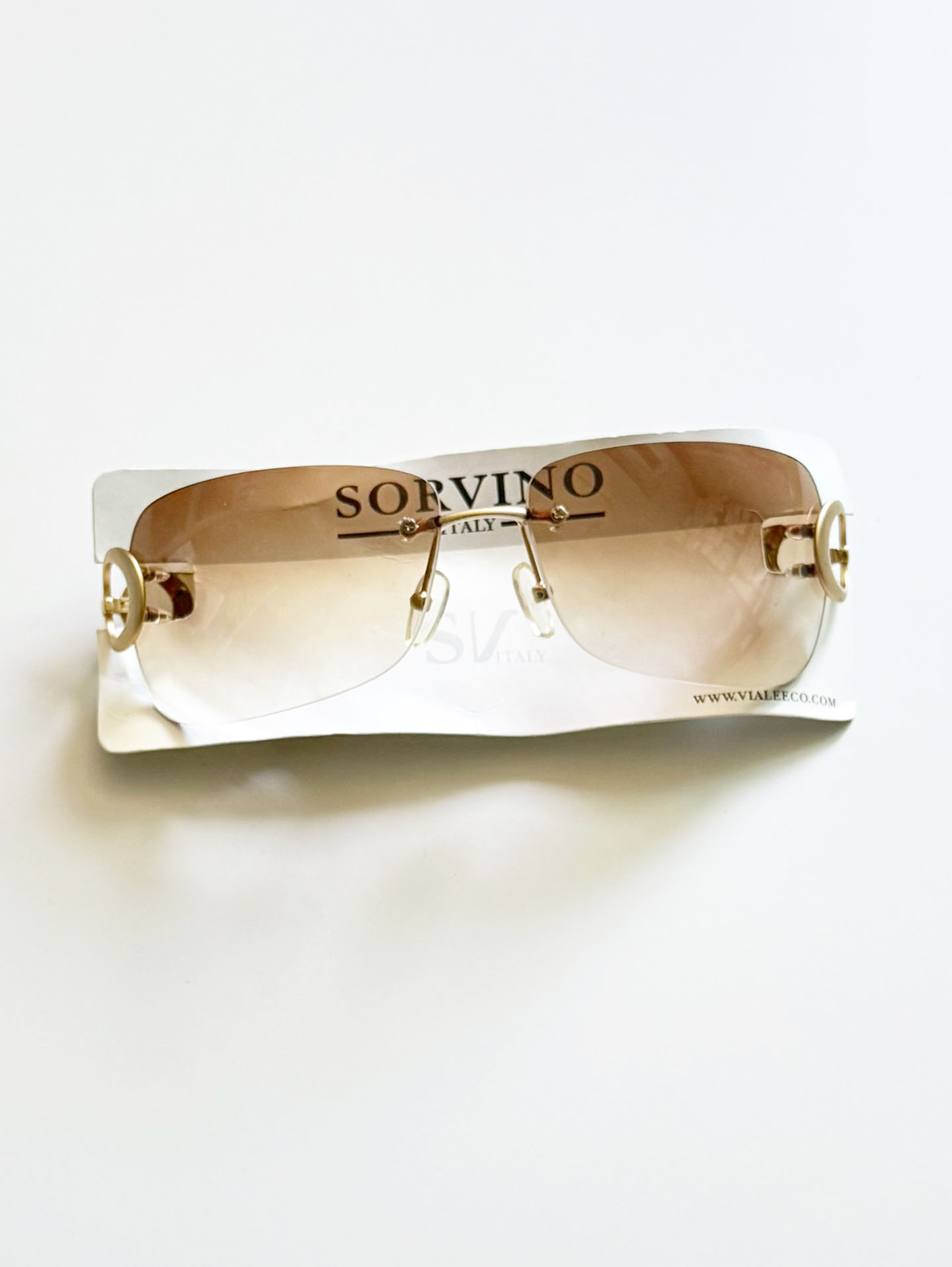 SOLVINO Gold Rimless Square Gradient Tint Sunglasses