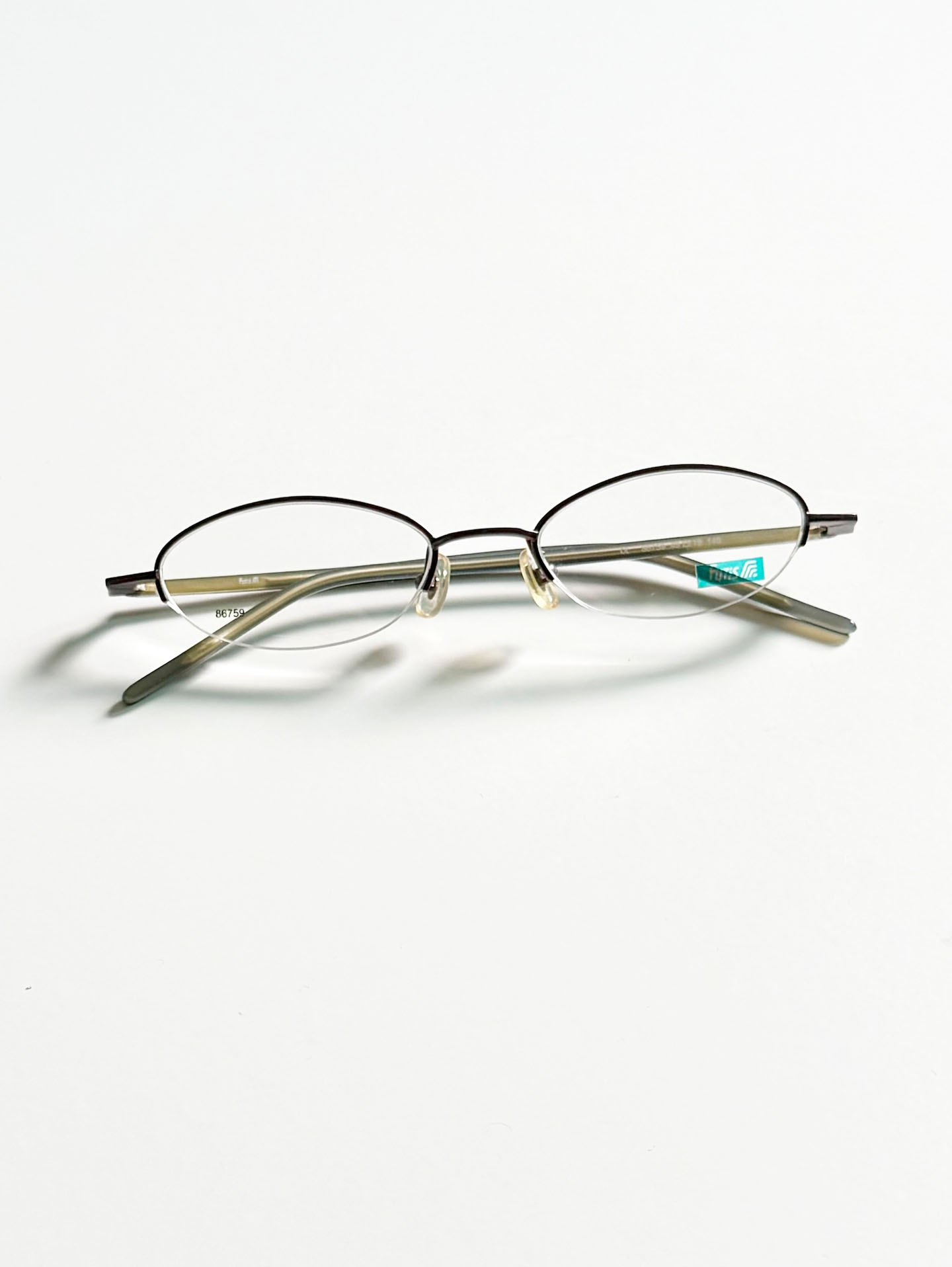 90's FUTIS Slim Oval Half-Rim Metal Glasses