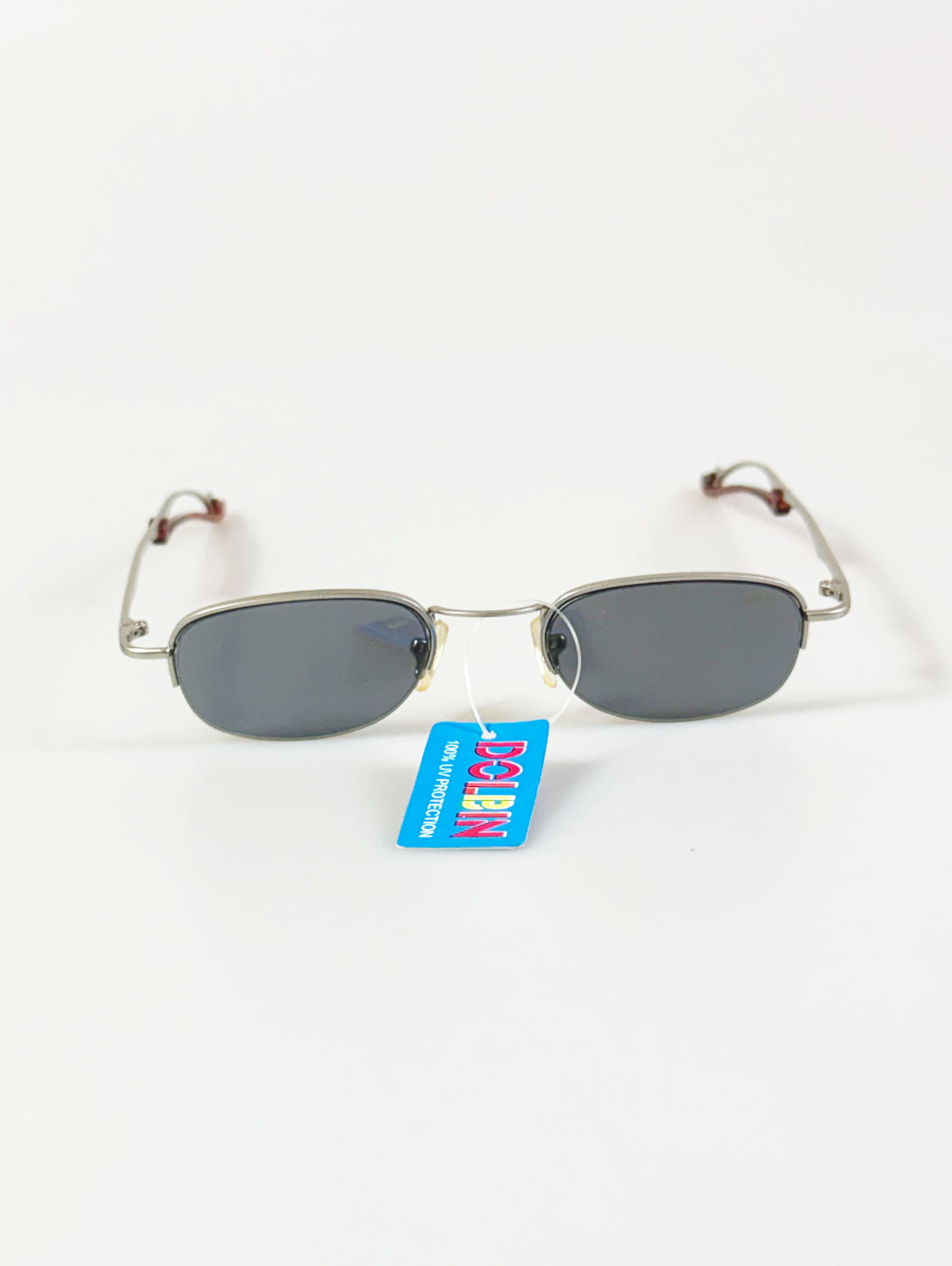 90’s DOLBIN Silver Square Semi-Rimless Metal Frame Sunglasses