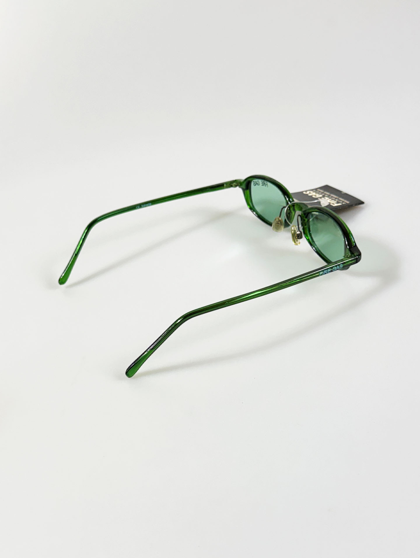 90's FIRE GAS Green Slim Oval Horn-Rim Tinted Sunglasses