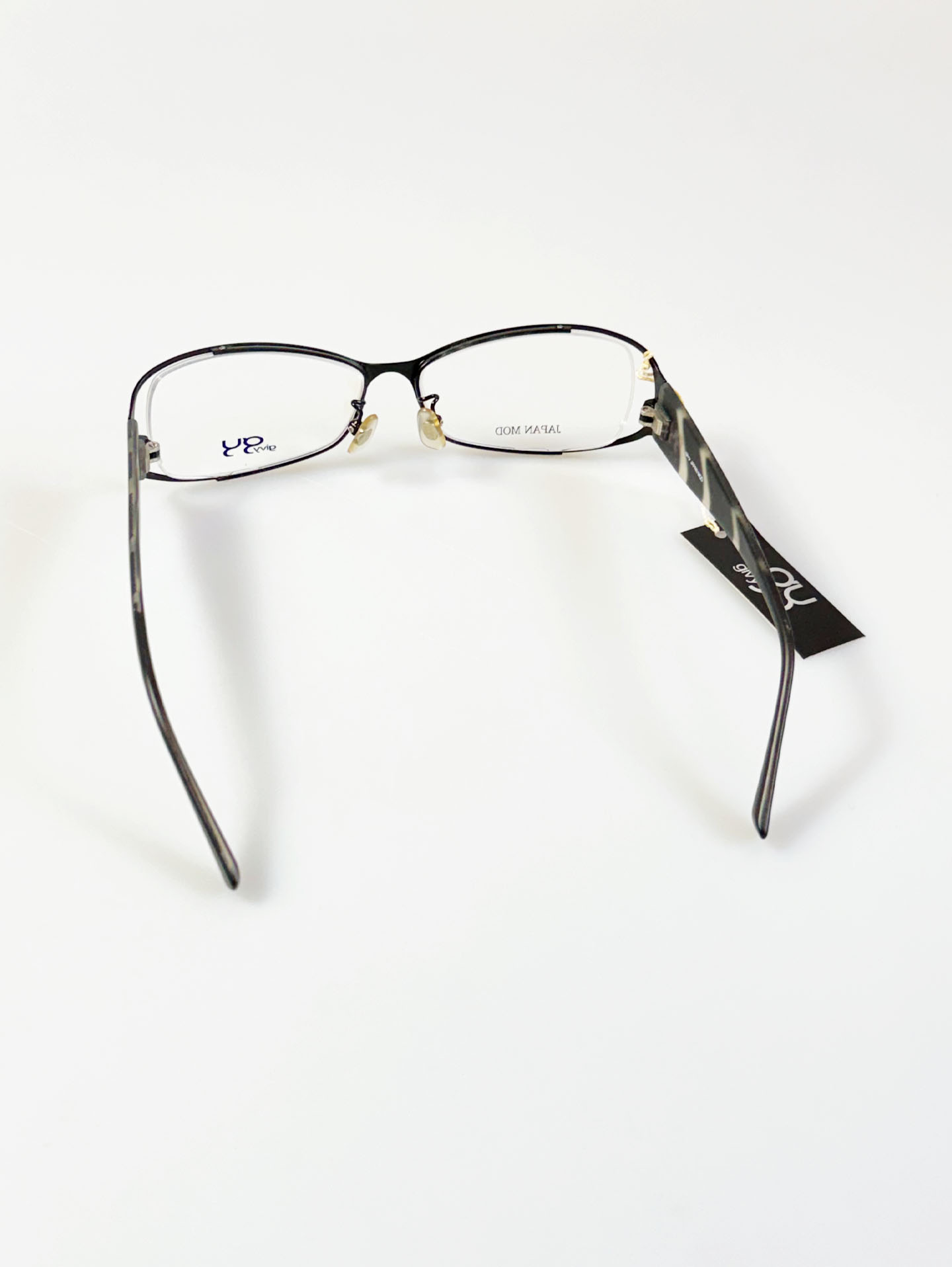 GIVY Black Slim Square Metal Frame Glasses