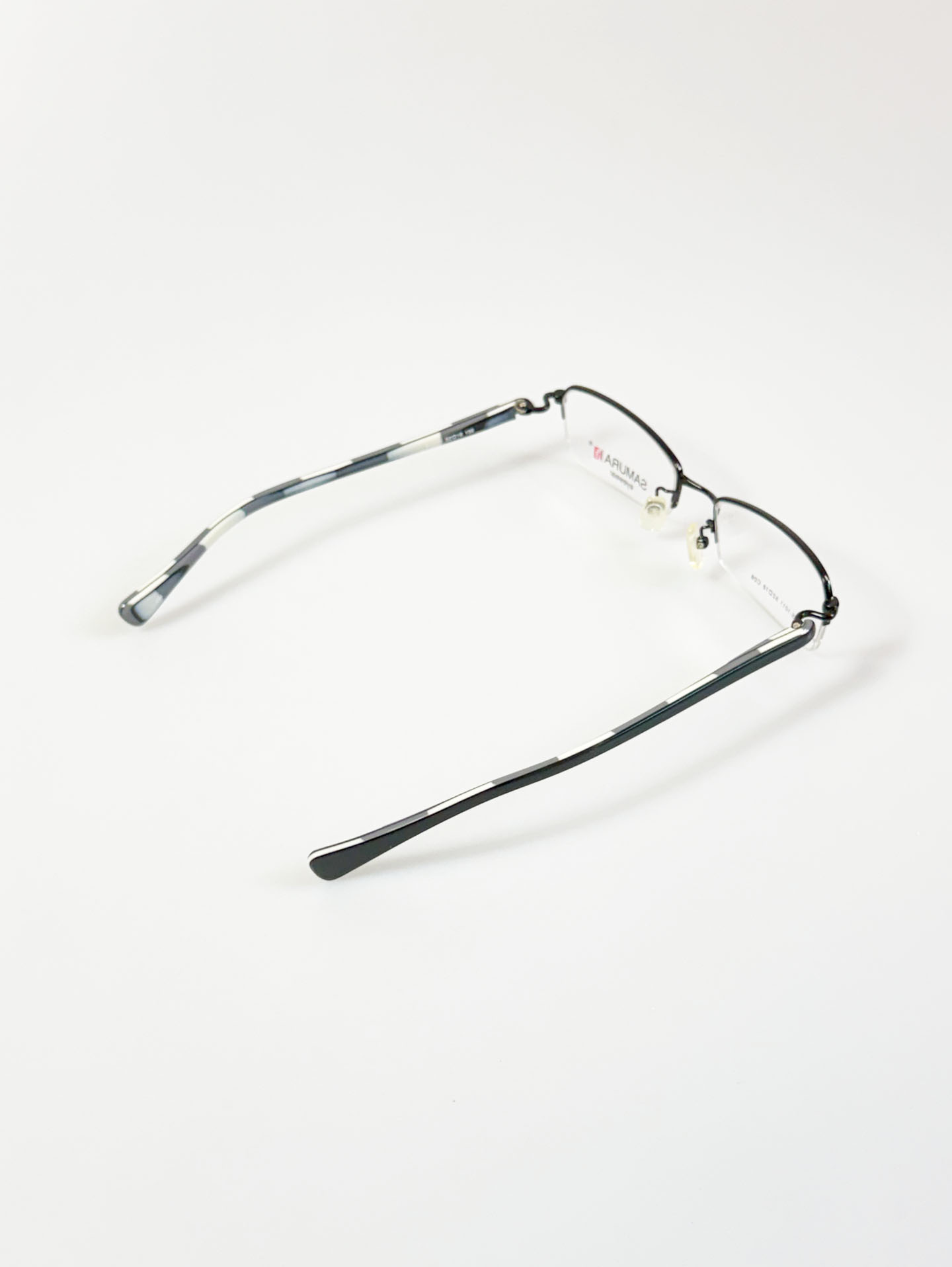 SAMURAI Eyewear Black Half Rim Square Metal Frame Glasses