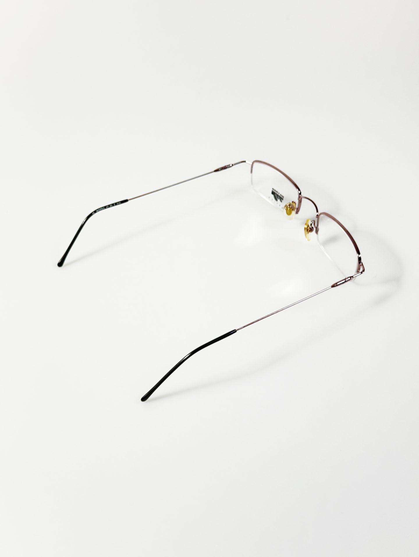 90's METANO Light Pink Metal Semi-Rimless Square Frame Glasses