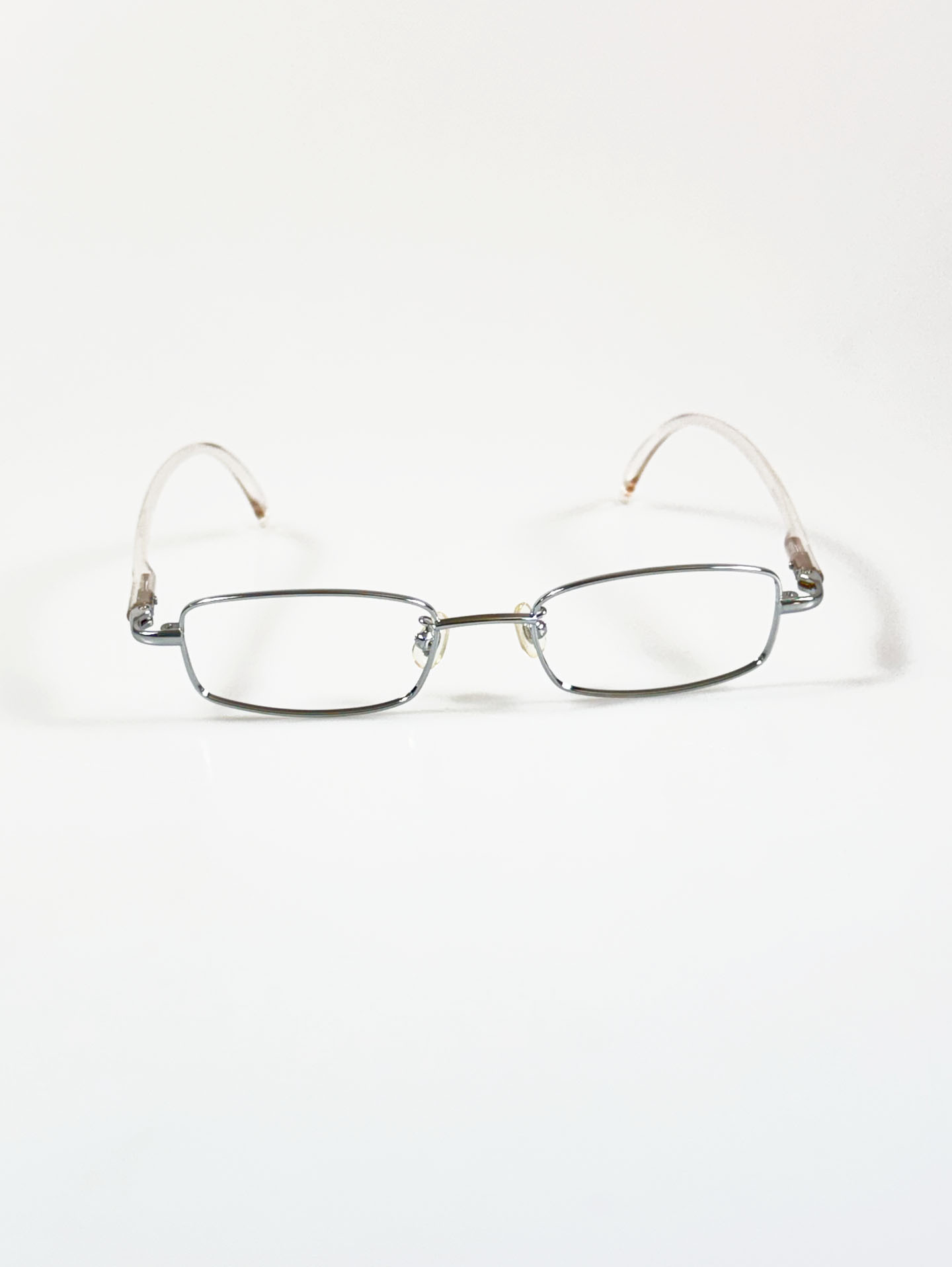 Silver Slim Square Metal Frame Glasses