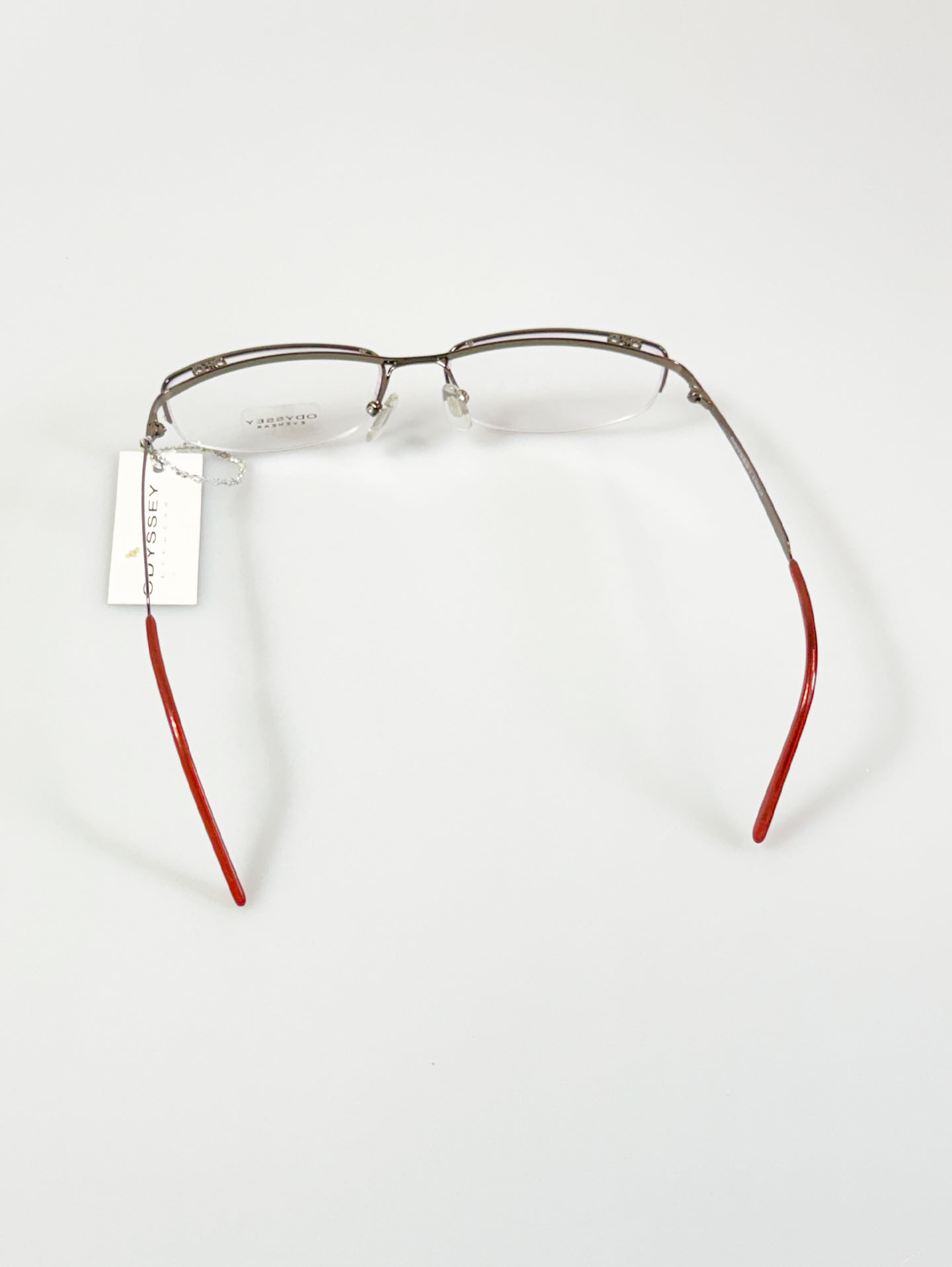 ODYSSEY Red&Silver Half Rim Square Metal Frame Glasses