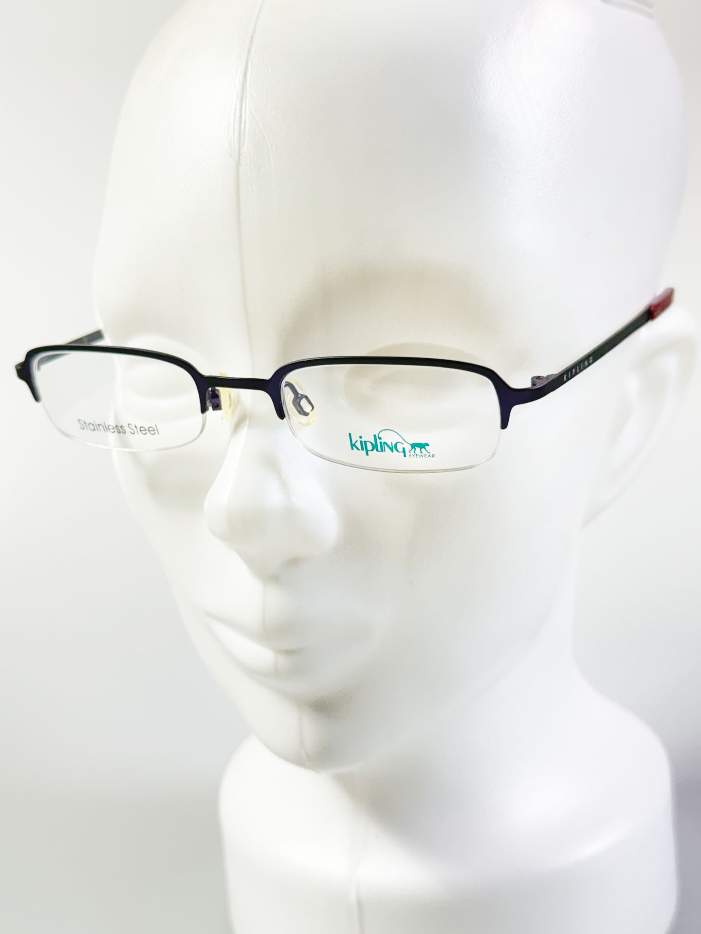 Kipling Deep Purple Square Semi-Rimless Metal Frame Glasses