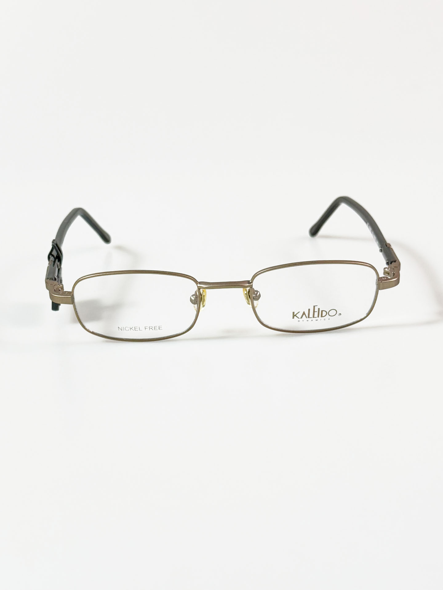 90's KALEIDO Gold Tone Slim Square Metal Frame Glasses